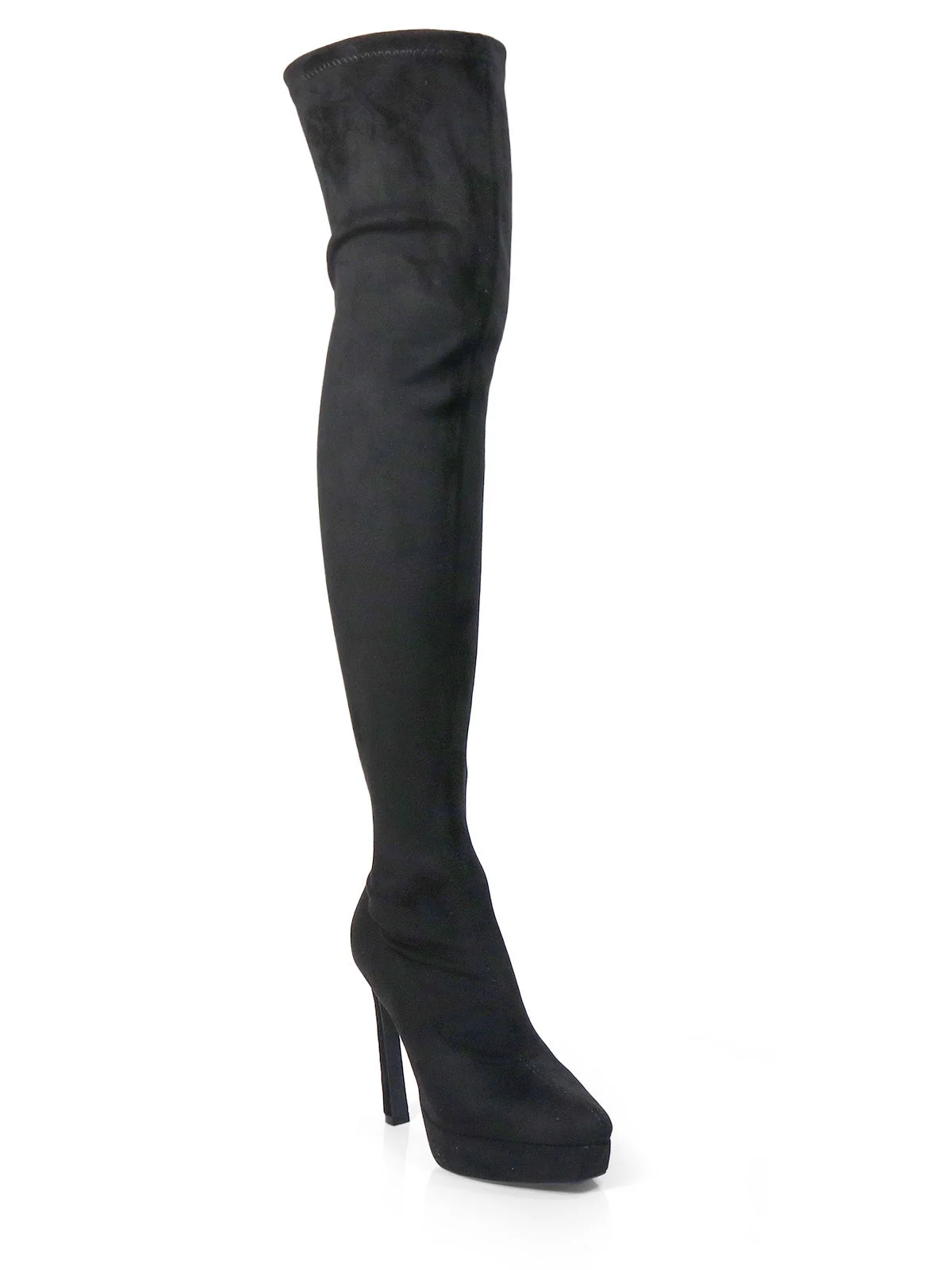 Jadore Stretchy Thigh High Boots in Black Suede