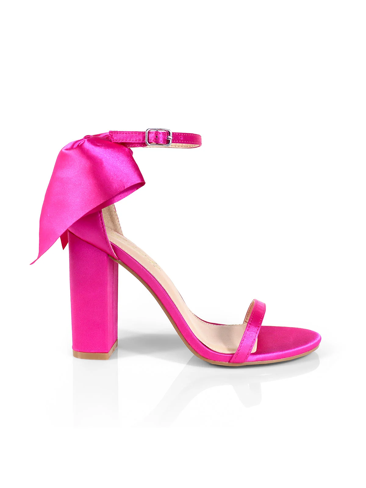 Athena Bow Pump Open-Toe Heel in Hot Pink
