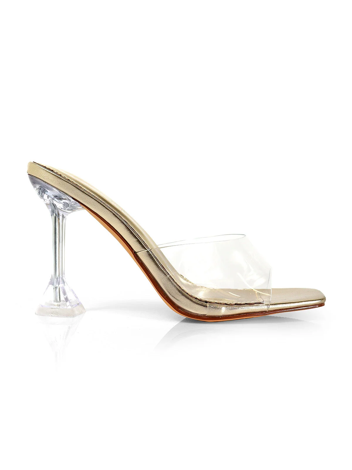 Honey Mule Gold Heeled Slip-On Shoe by Frederick's of Hollywood
