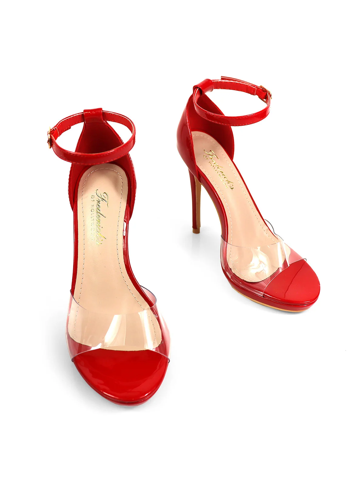 Stacy Ankle Strap Heels in Red