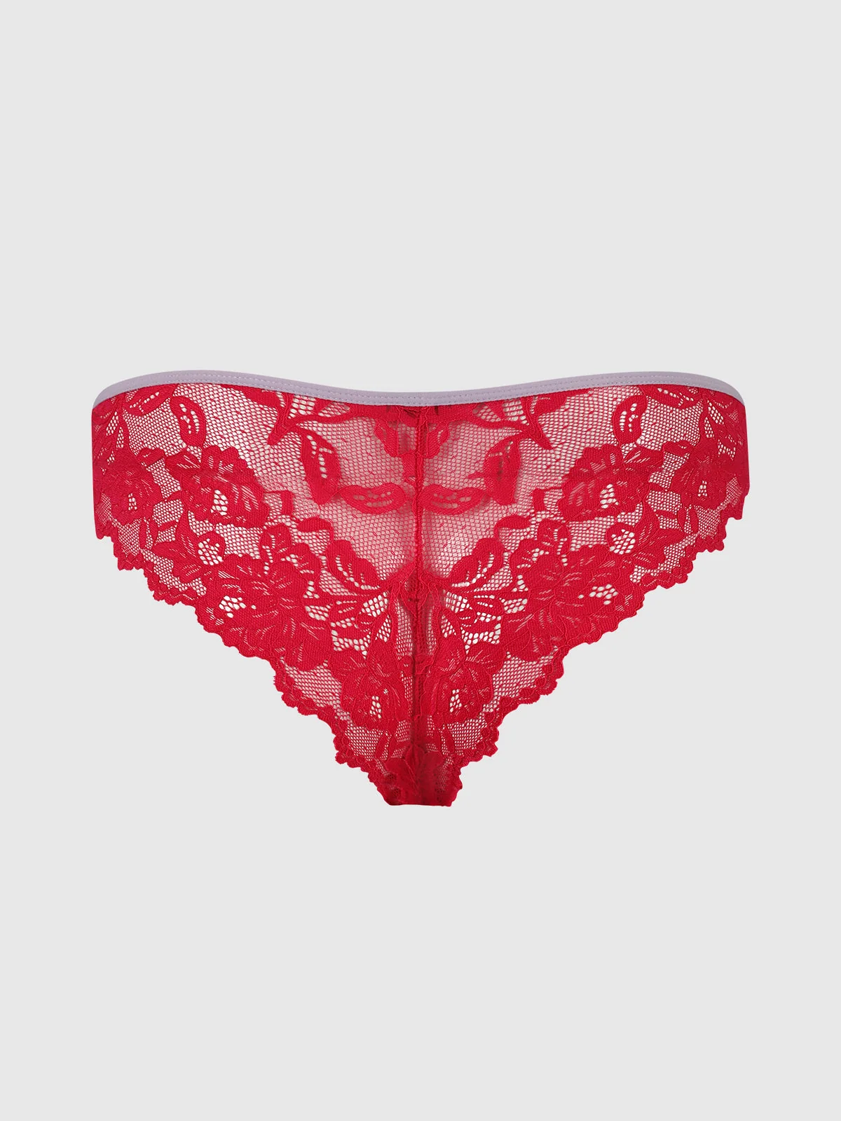 Mabel Lace-Up Front Crotchless Tanga in Lavender Raspberry