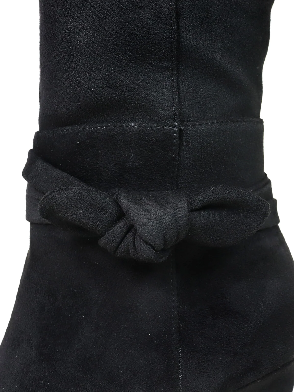 Janeth Suede Ankle Knot Chunky Heel Boots in Black