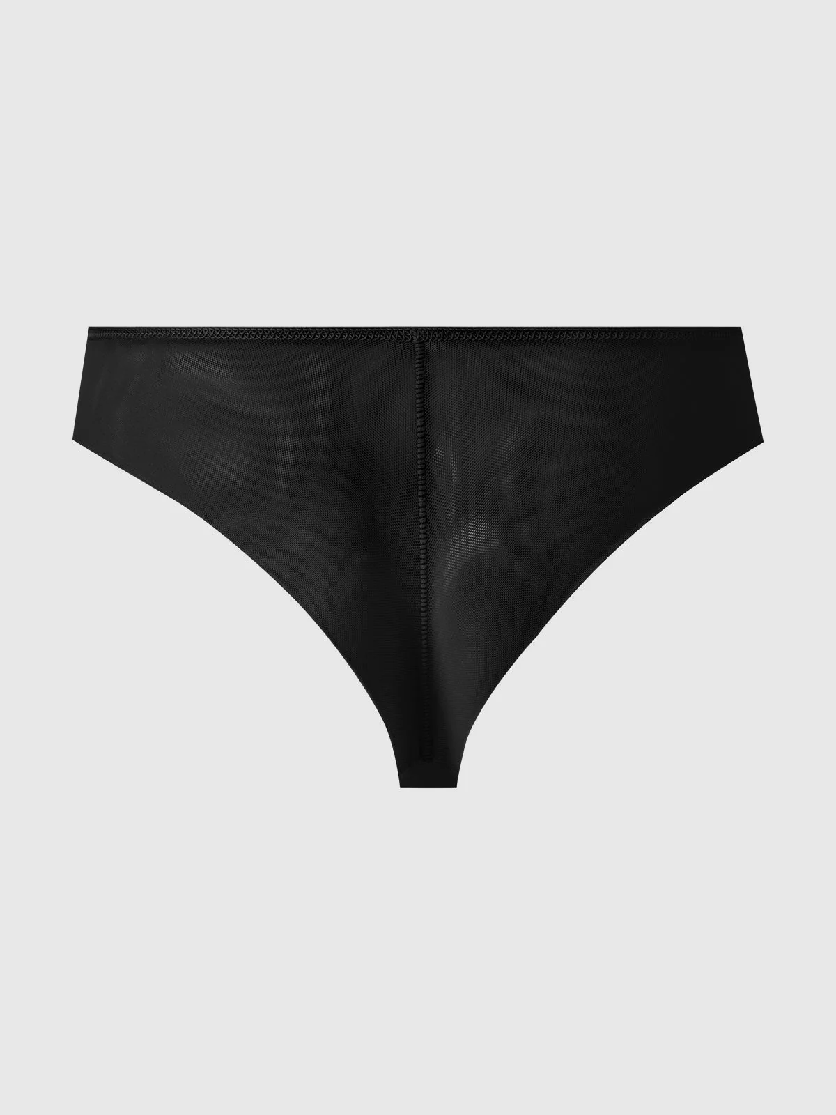 No Show Lasercut Micro Front & Mesh Back Tanga in Black