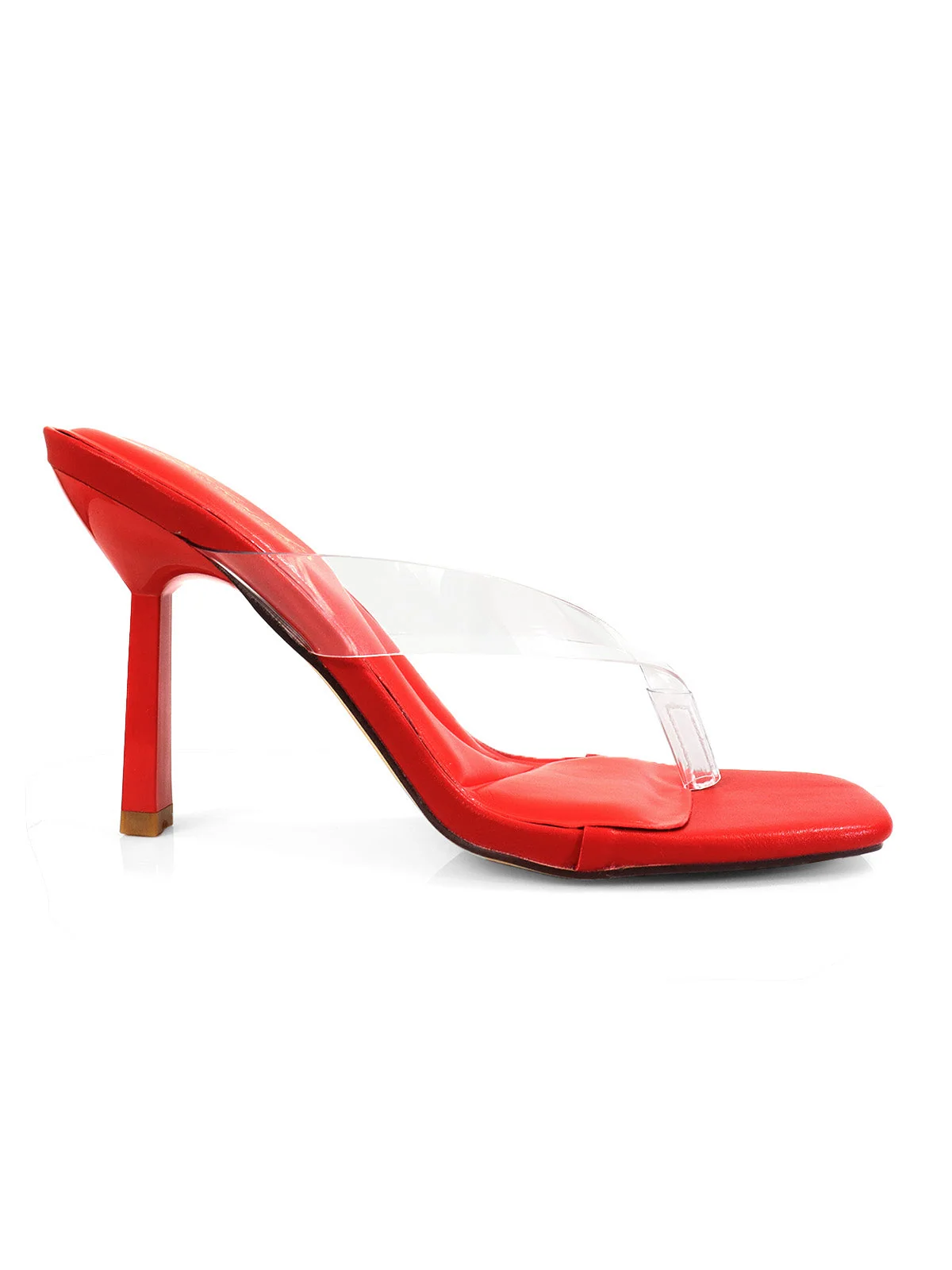 Annabelle Clear Strap Thong Sandal in Red