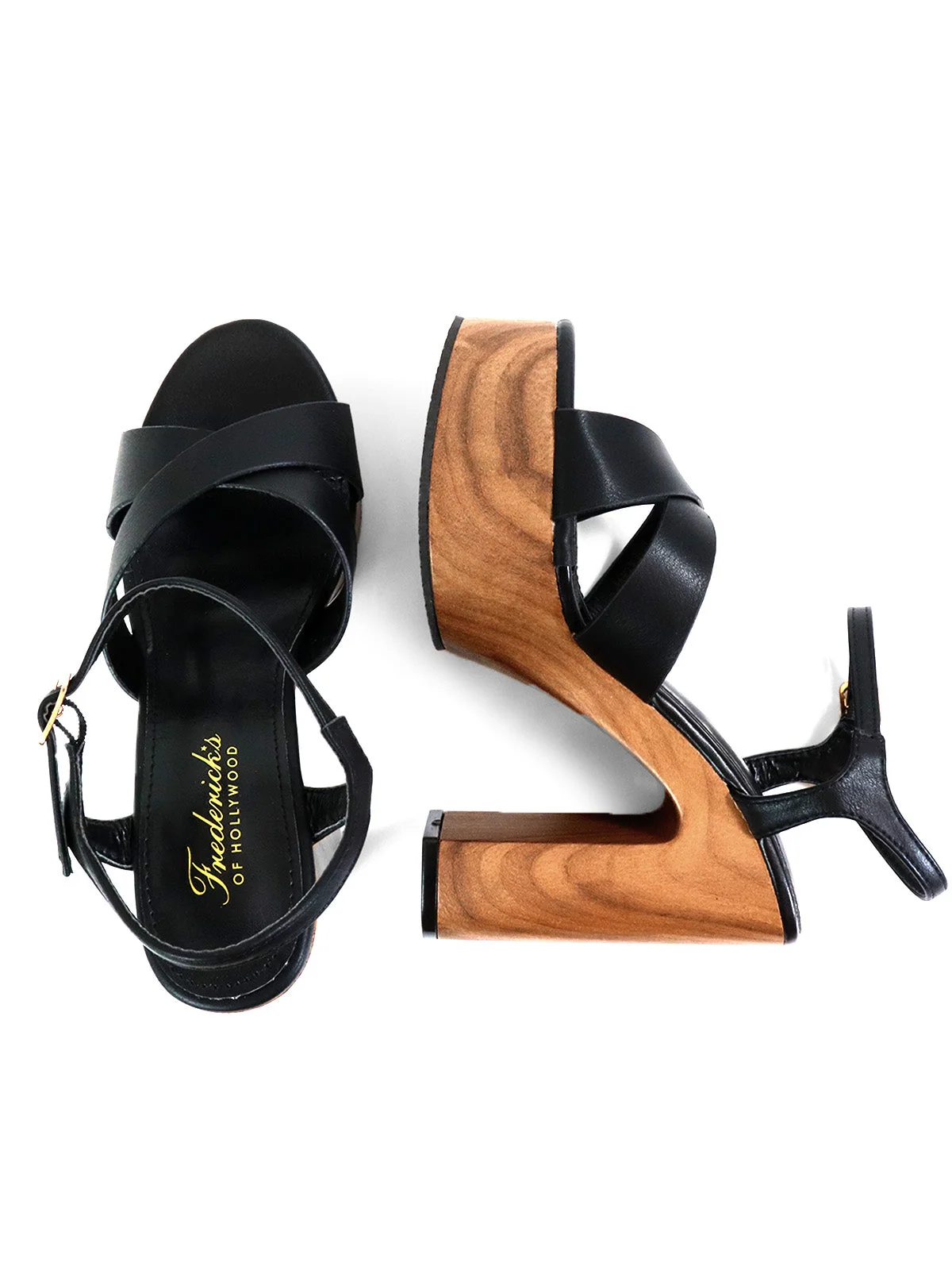 Andaz Heel Sandal with Crisscross Straps in Black