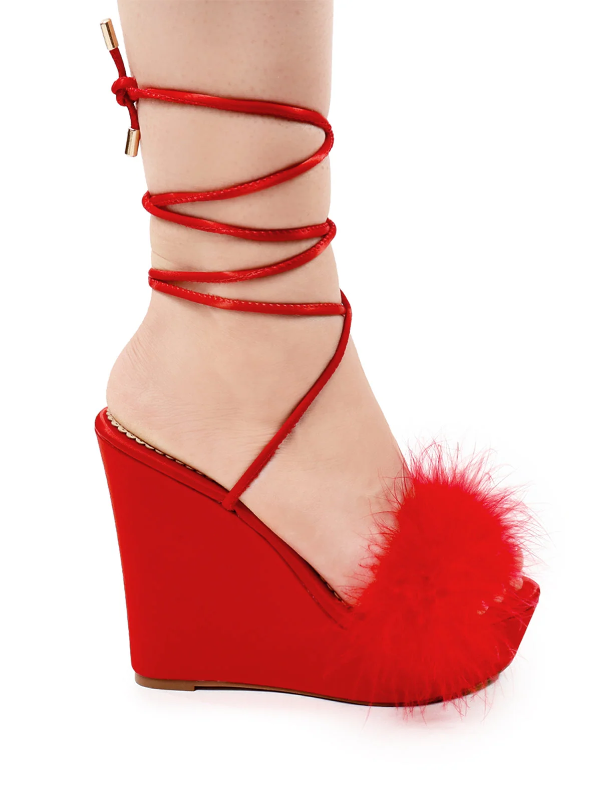 Adriana Feather Wedge in Red