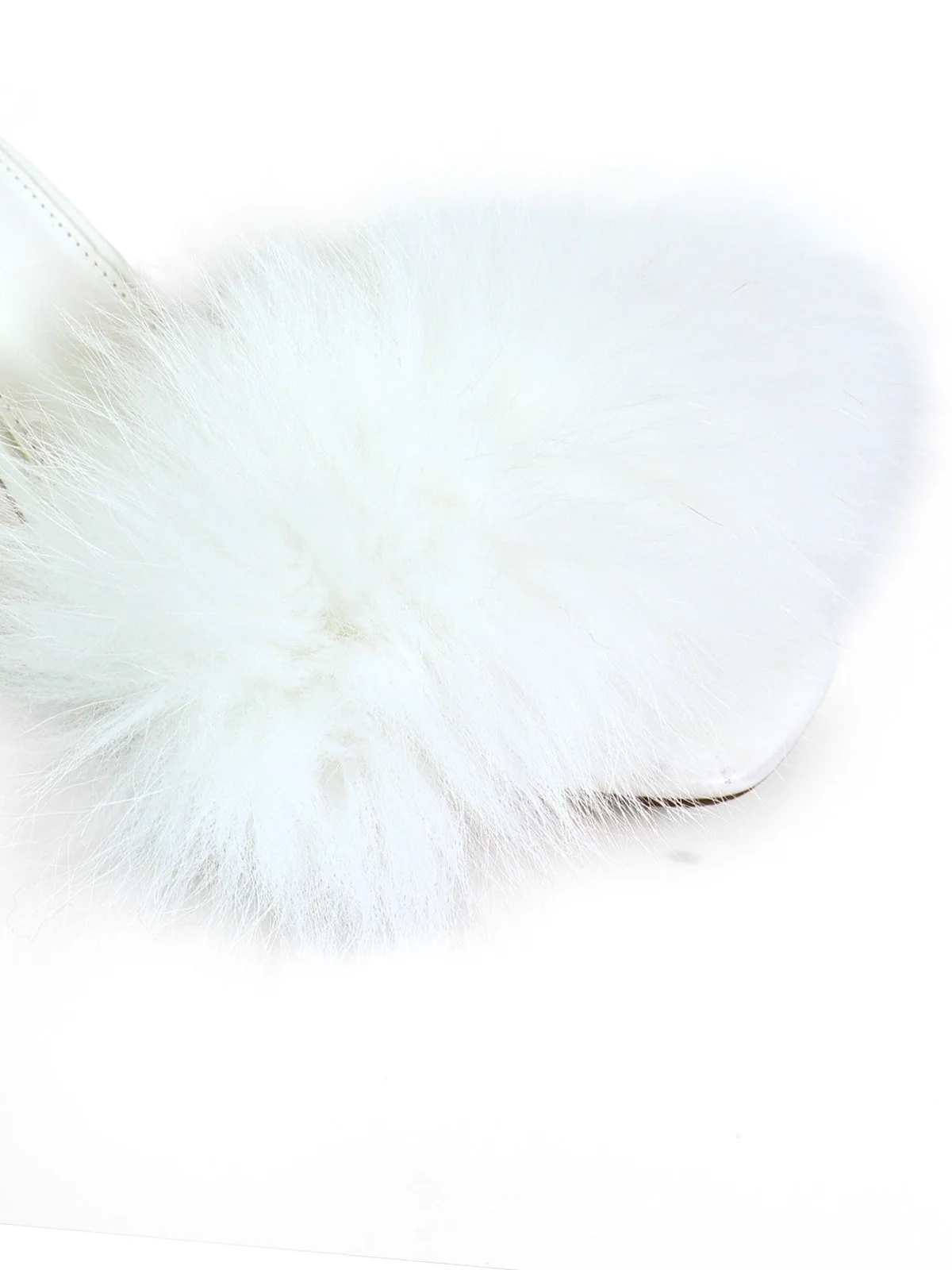 Purr Square Toe Fur Heel in White