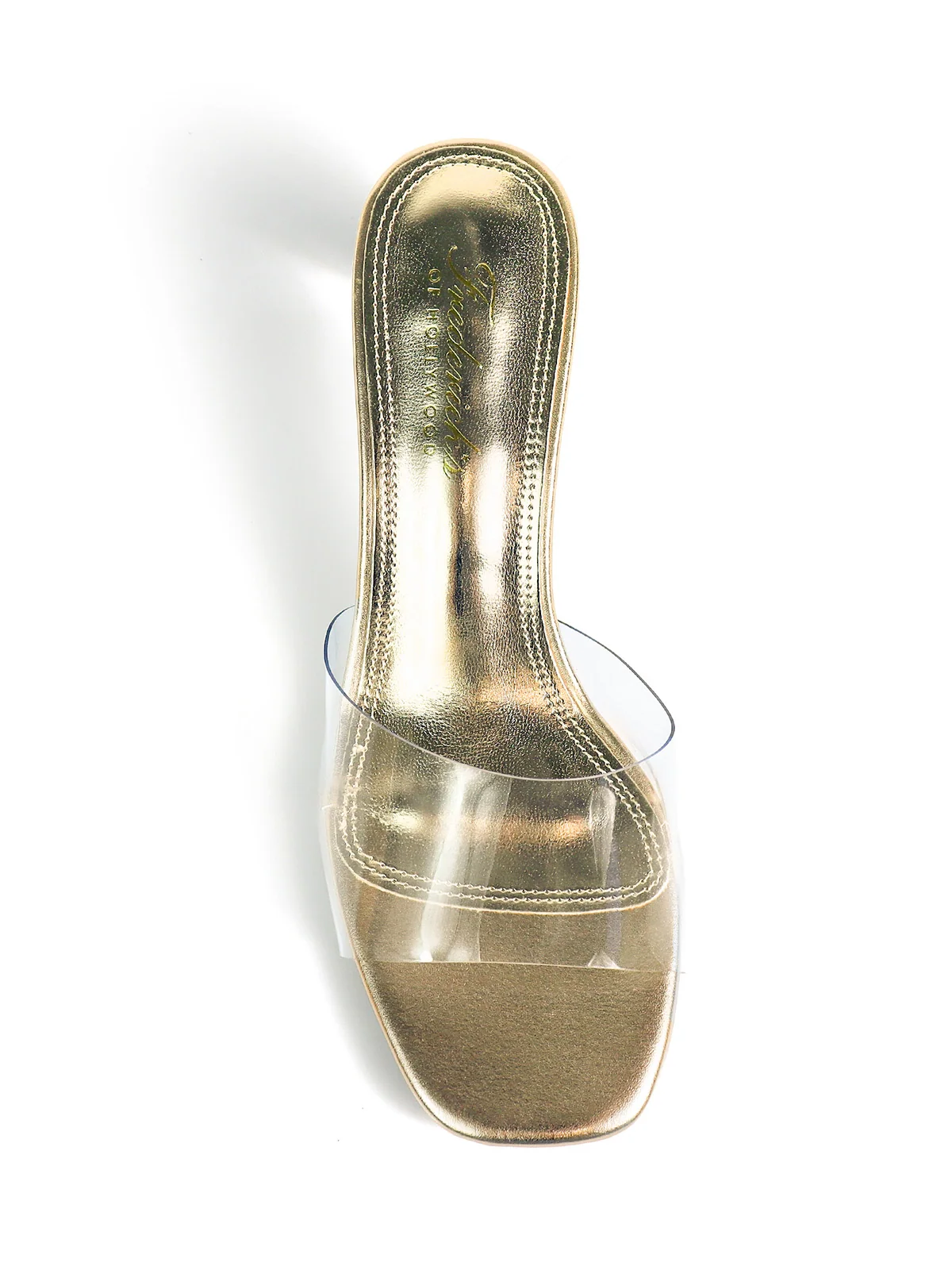 Lora Transparent Mule Wedges in Gold