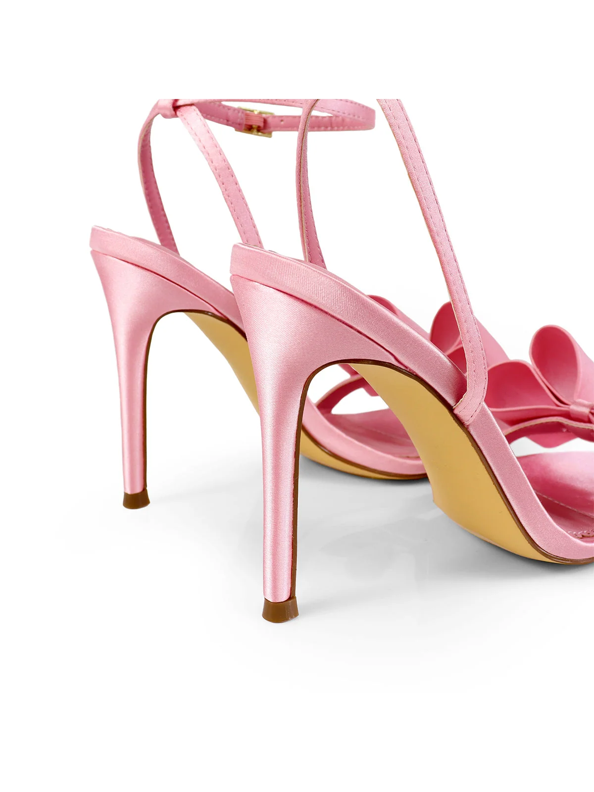 Julienne Bow Heel in Pink Open-Toe Stiletto