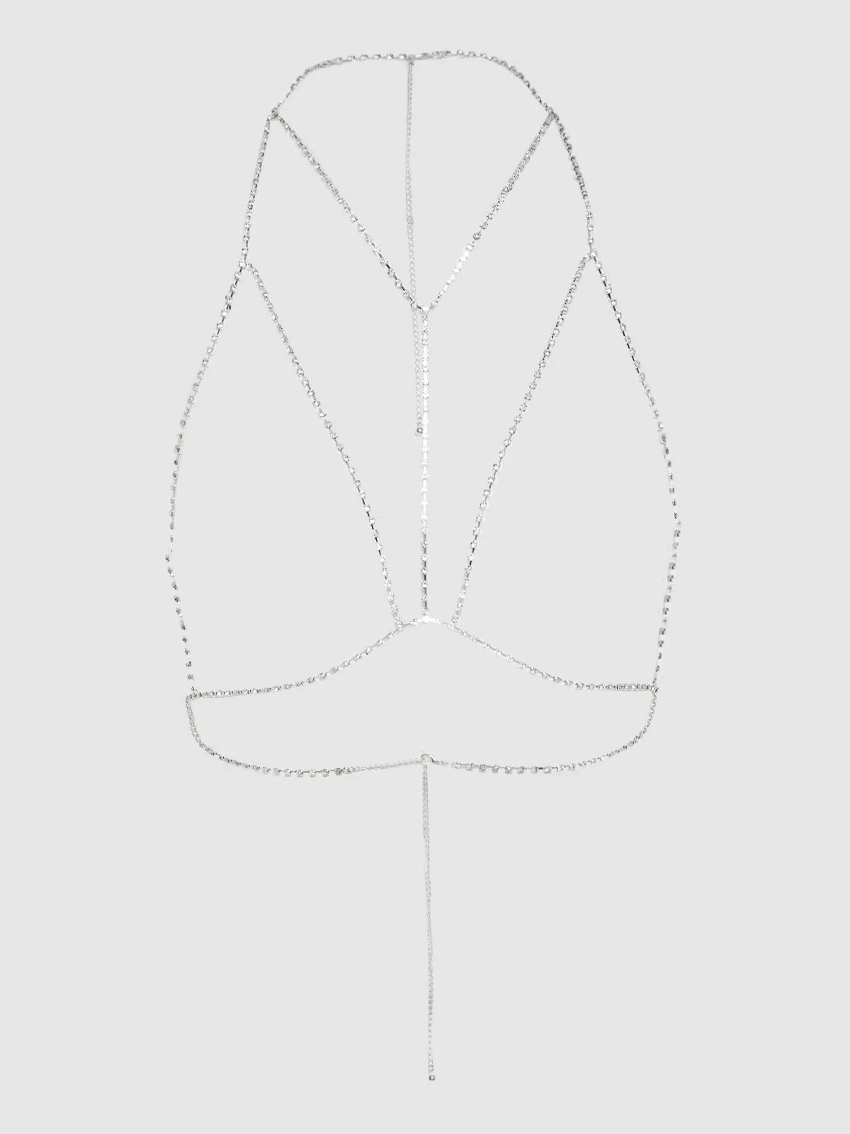 Ziggy Rhinestone Harness Bra in Silver