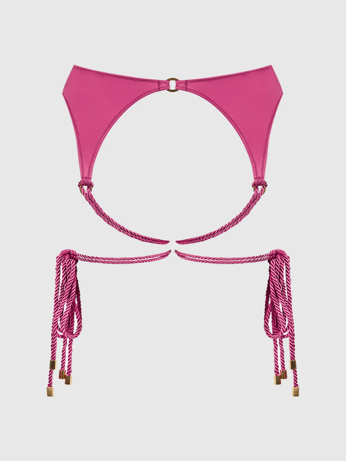 Nadya Liquid Satin & Rope Garter in Raspberry