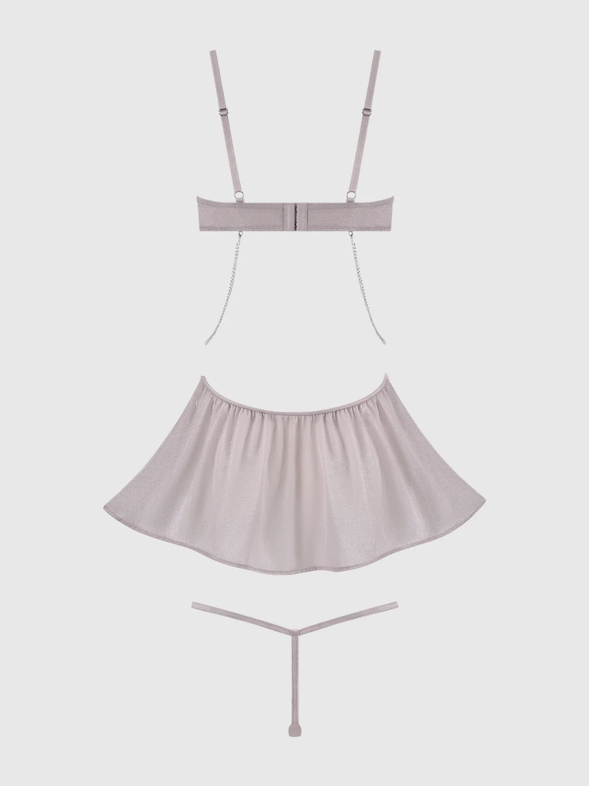 Pia Shine Mesh Babydoll Set with Rhinestone Side Cutouts