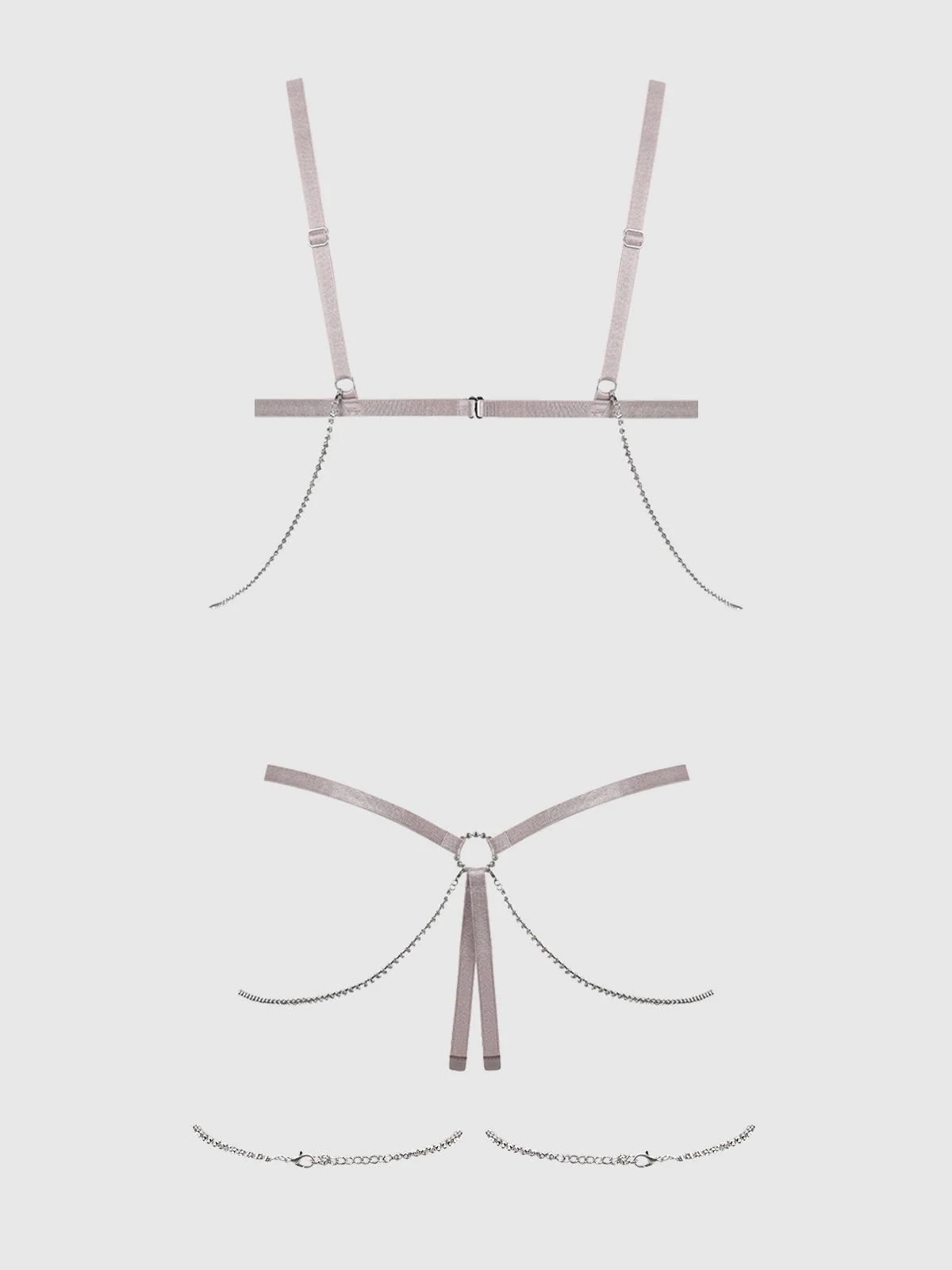 Pia Shine Mesh Open Cup and Crotchless Rhinestone Teddy