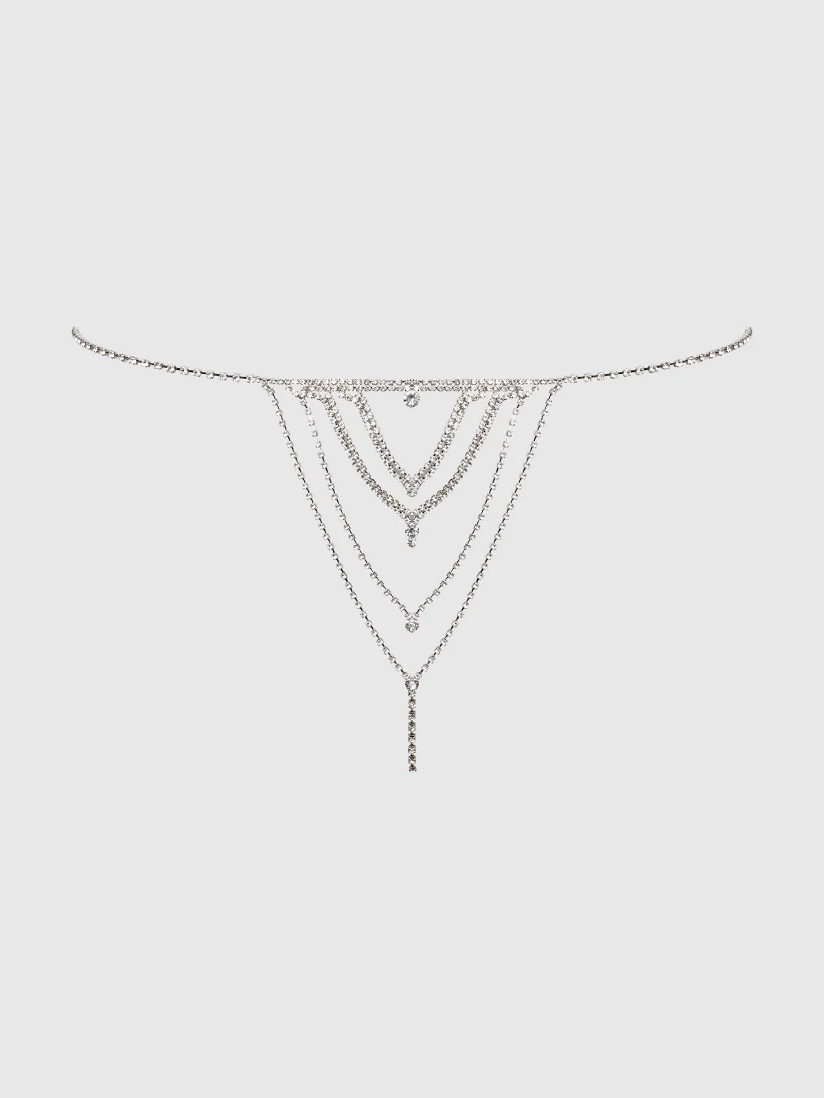 Ziggy Rhinestone V-Front Panty in Silver