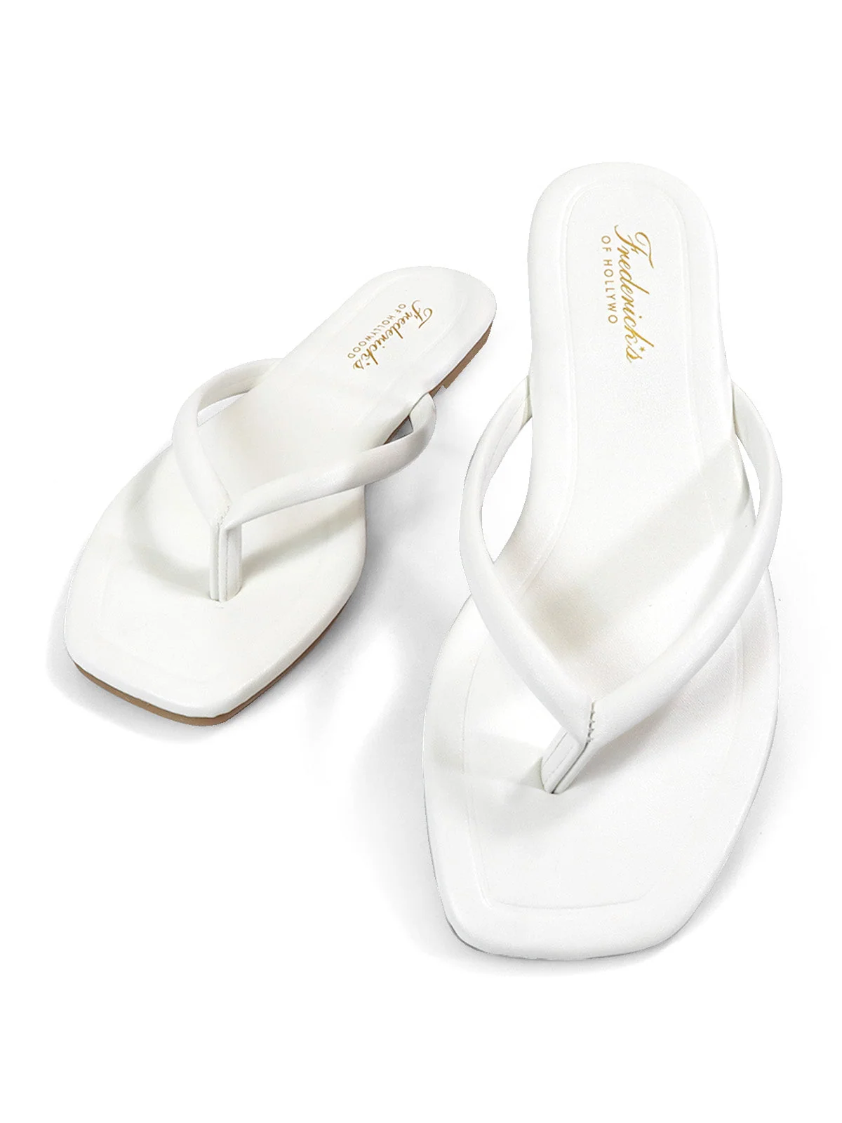 Tallulah Thong Flat Sandal with Square Toe in White