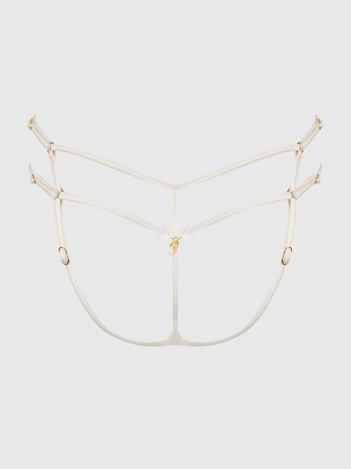 Delfina Embroidered Backless Cheeky in Pearl Ivory