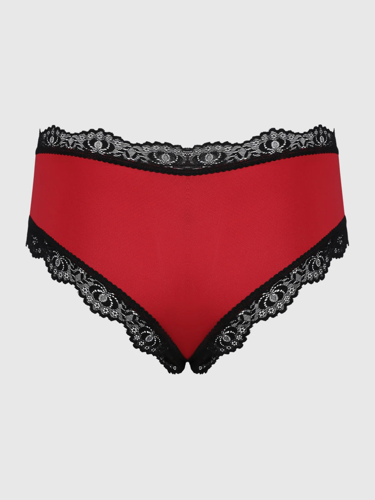 Jenna Micro V-Front Lace Hipster in Haute Red with Black Lace