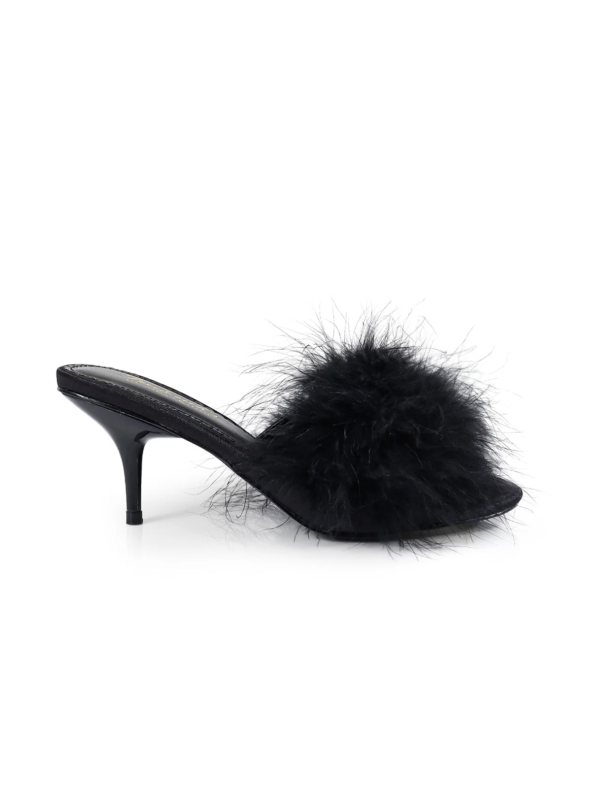 Luxor Feather Mule Kitten Heels for Lingerie and Outerwear Looks