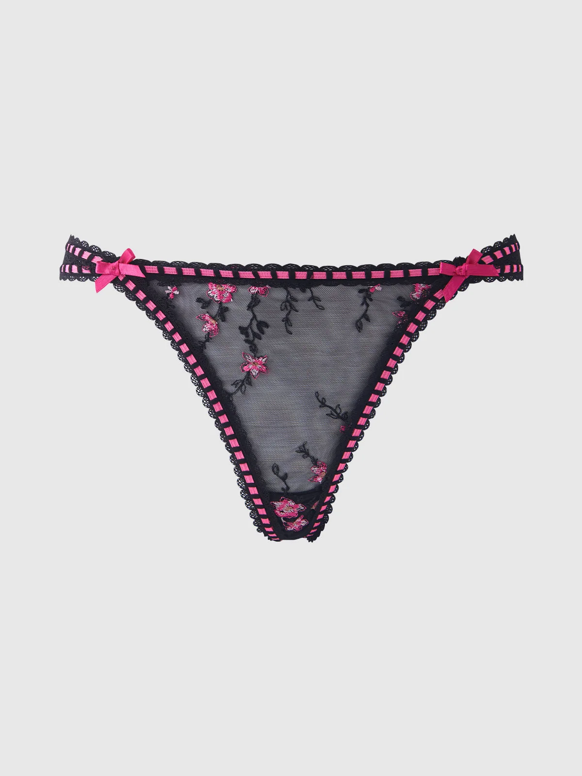 Harlow Embroidered Mesh & Elastic Backless Cheeky