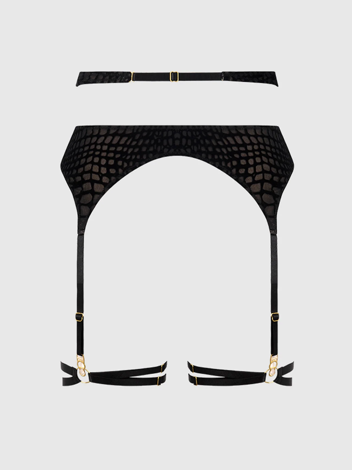 Medusa Snake Velvet Burnout Wrap Garter Belt with Thigh Garters