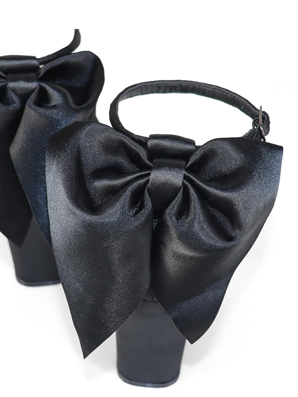 Athena Bow Pump Black Open-Toe Statement Heel