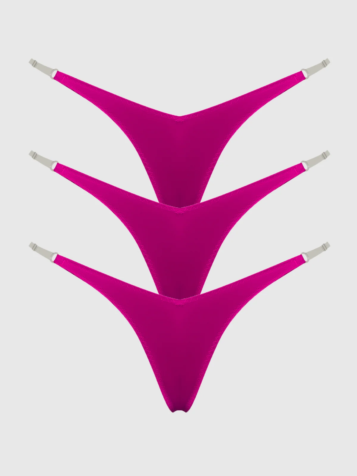 Petra Satin Thong 3 Pack with Clear Side Sliders