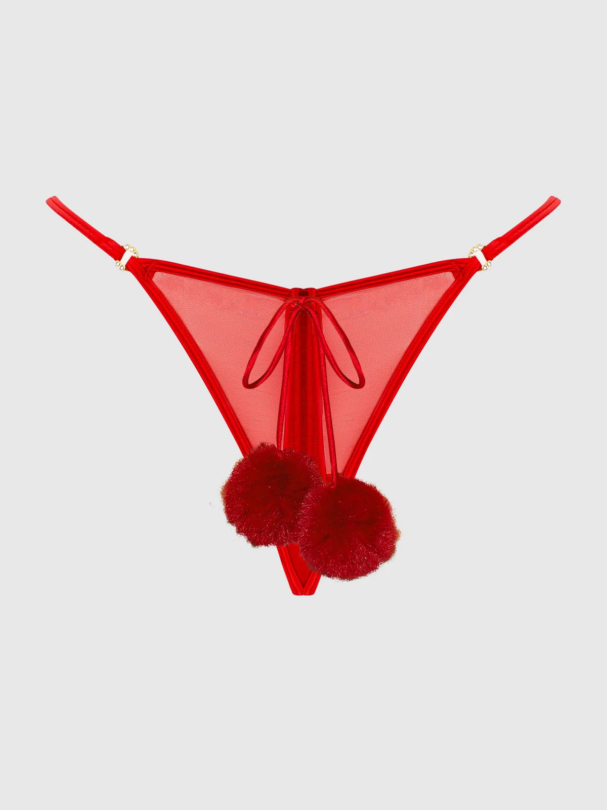 Scarlett Tie Front Pom Pom G-String