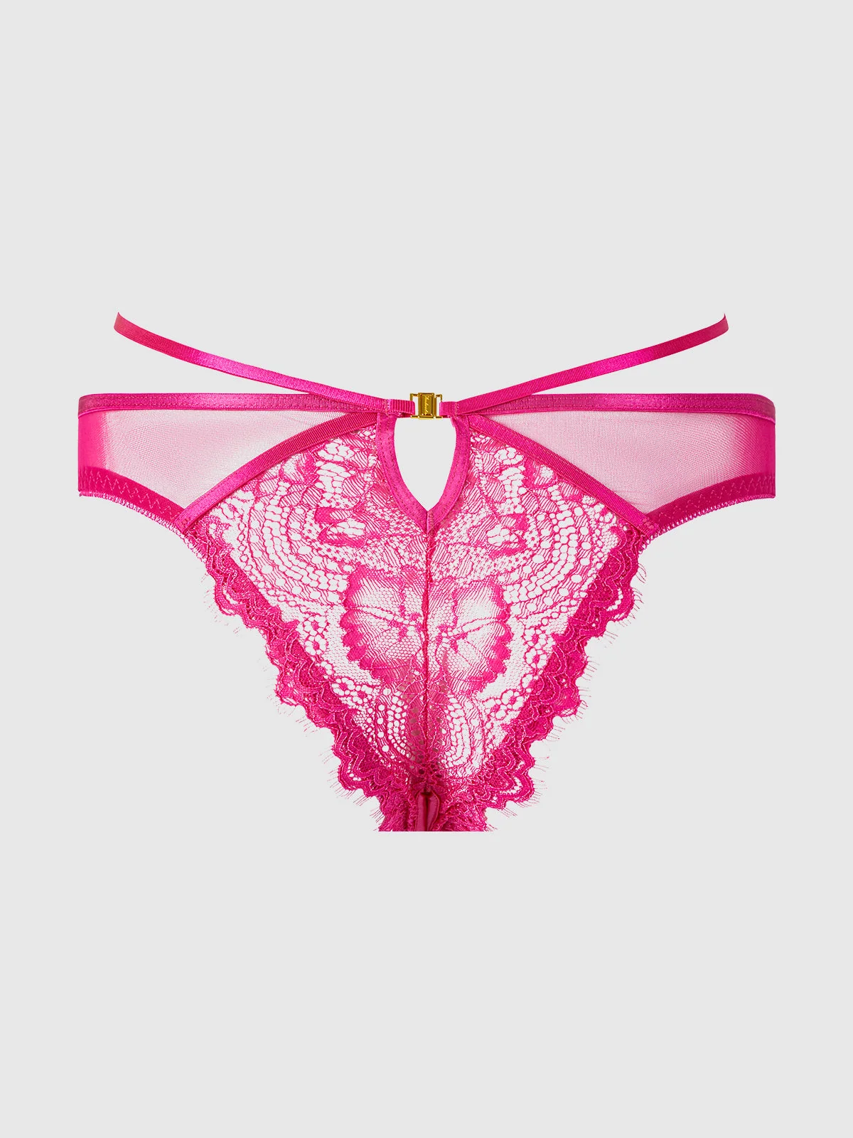 Neev Lace Crotchless Hipster in Pink Dragon Stretch Lace