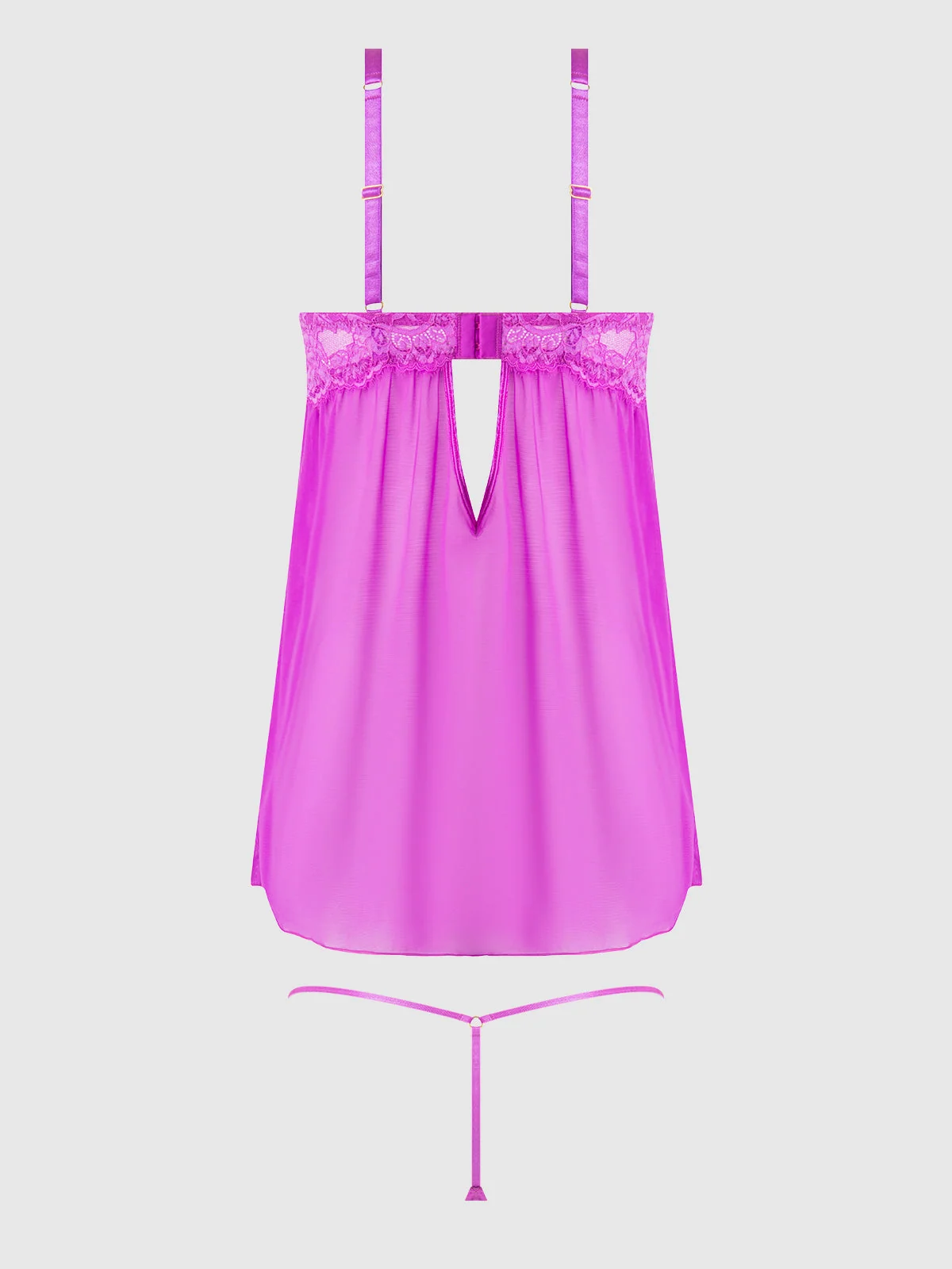 Arianna Lace and Chains Underwire Babydoll Set in Fuchsia Pink