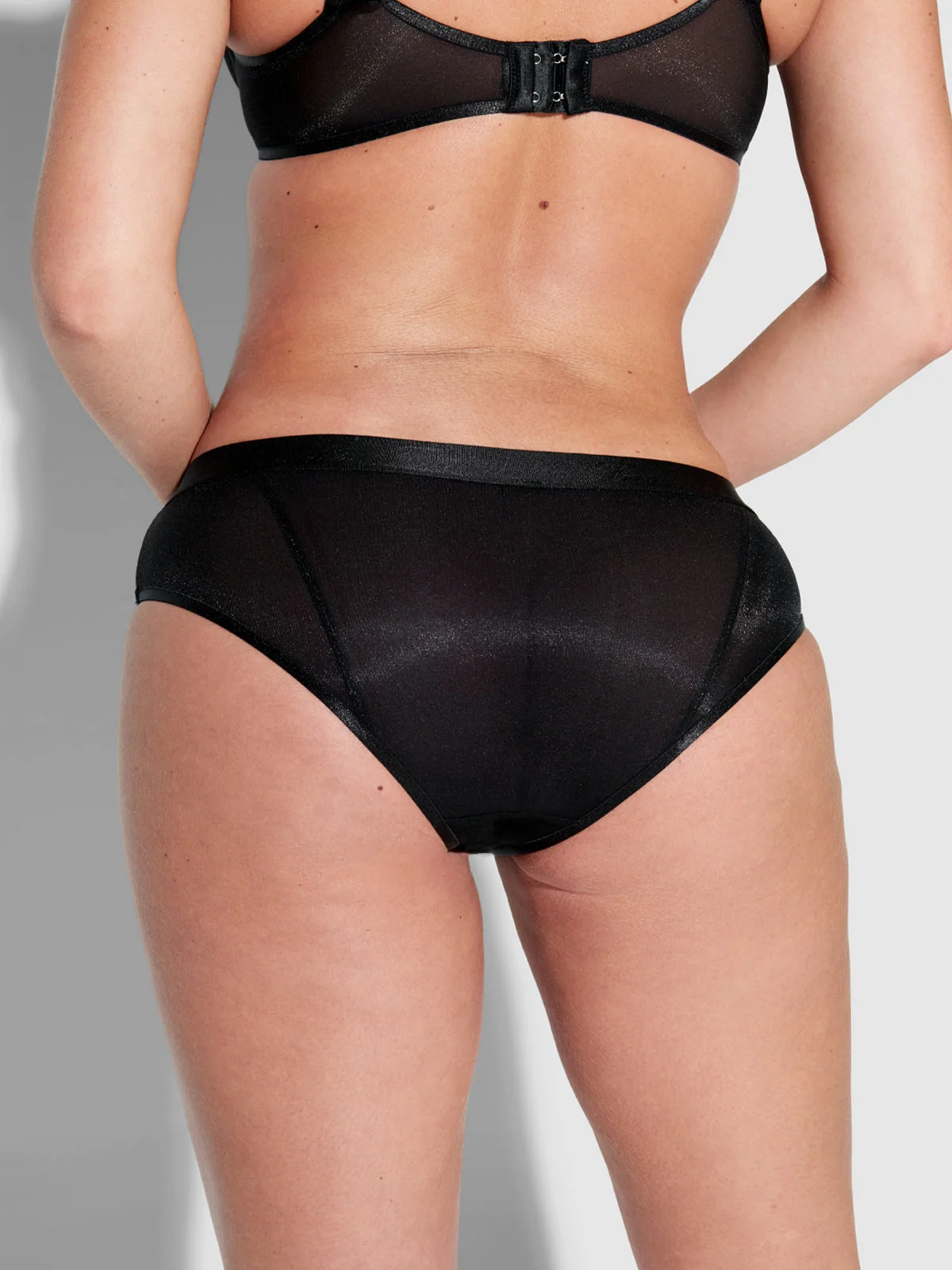 Pia Mesh Hipster in Black Shimmery Fabric