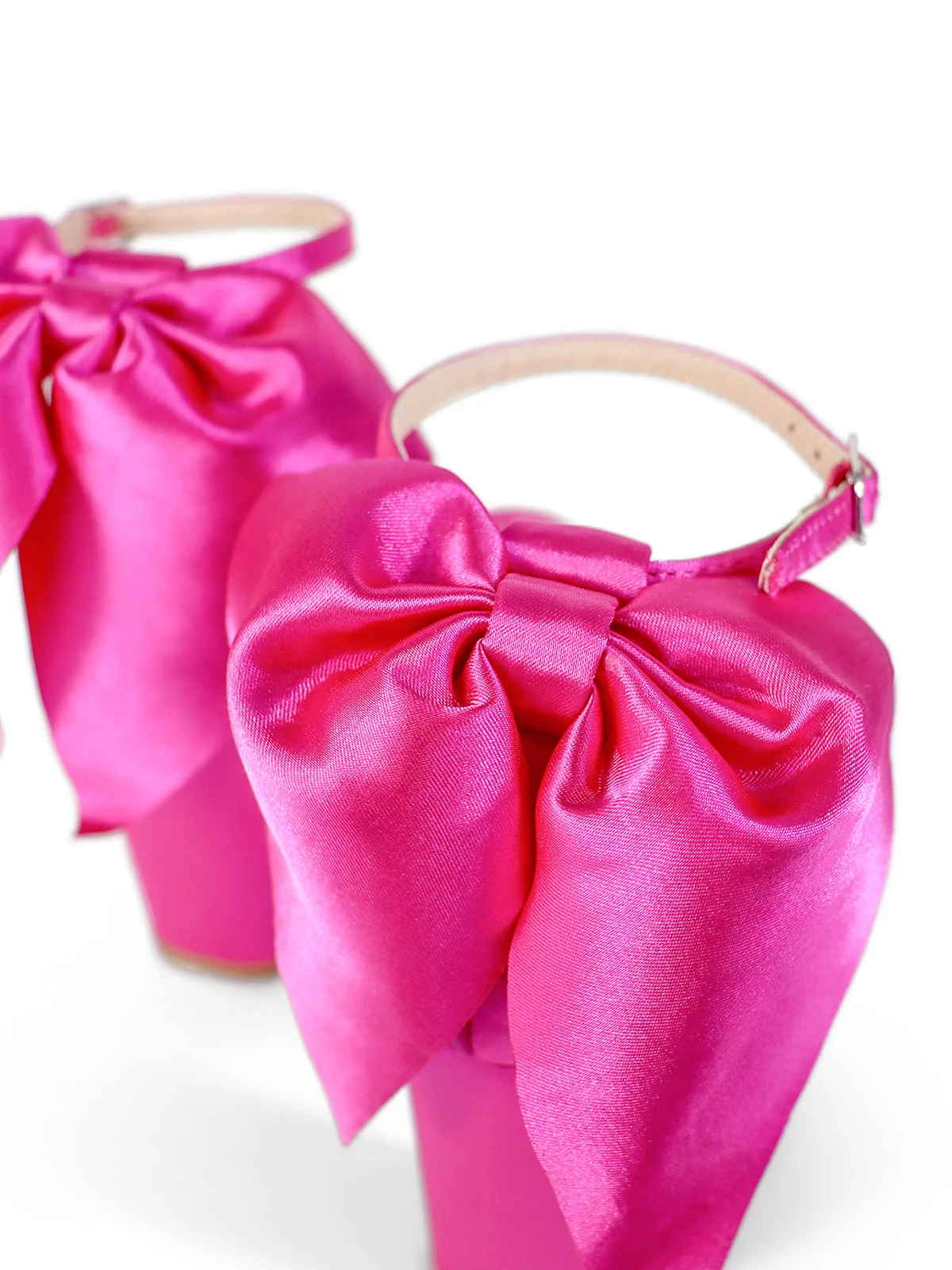 Athena Bow Pump Open-Toe Heel in Hot Pink