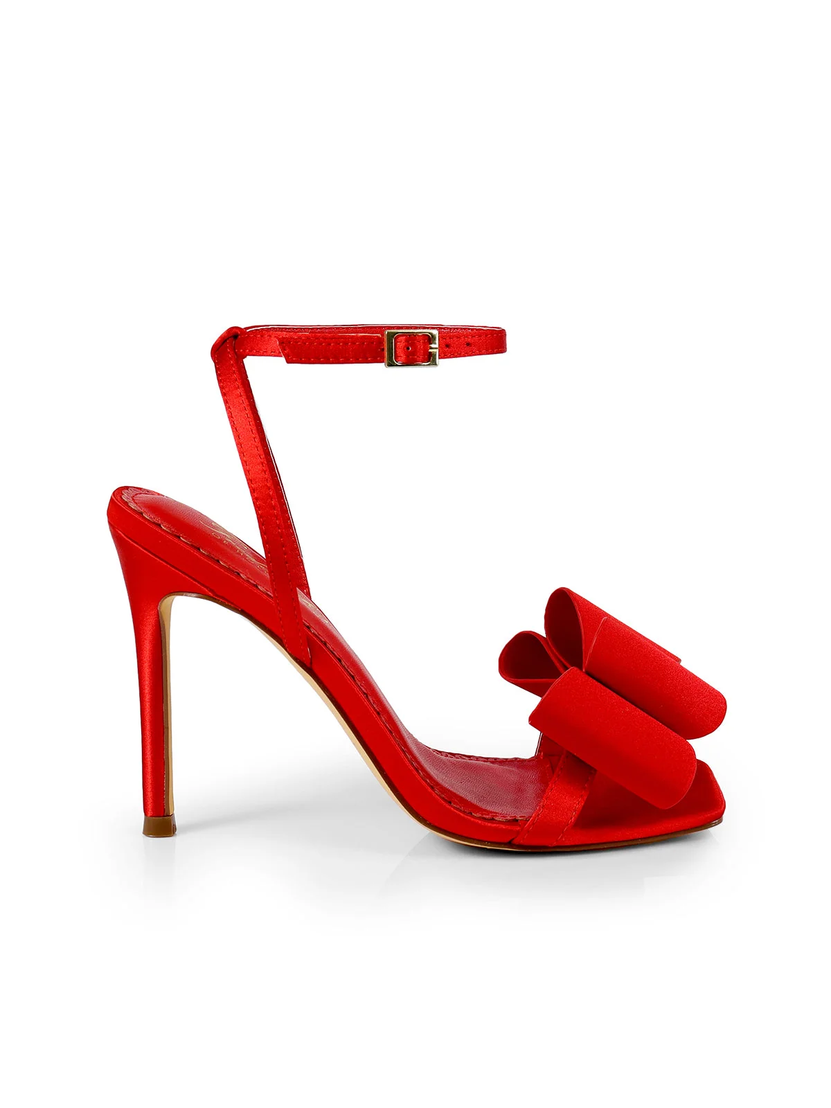 Julienne Bow Heel in Red Open-Toe Stiletto