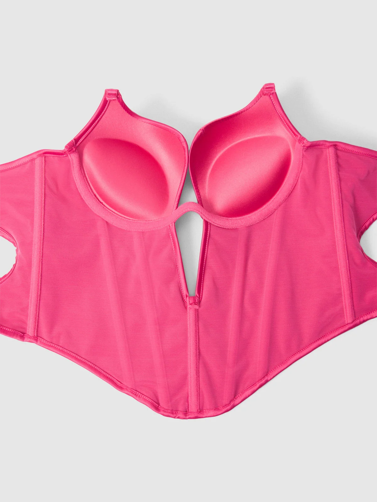 Rising Star Plunge Push Up Bustier in Petra Satin, Pink Dragon