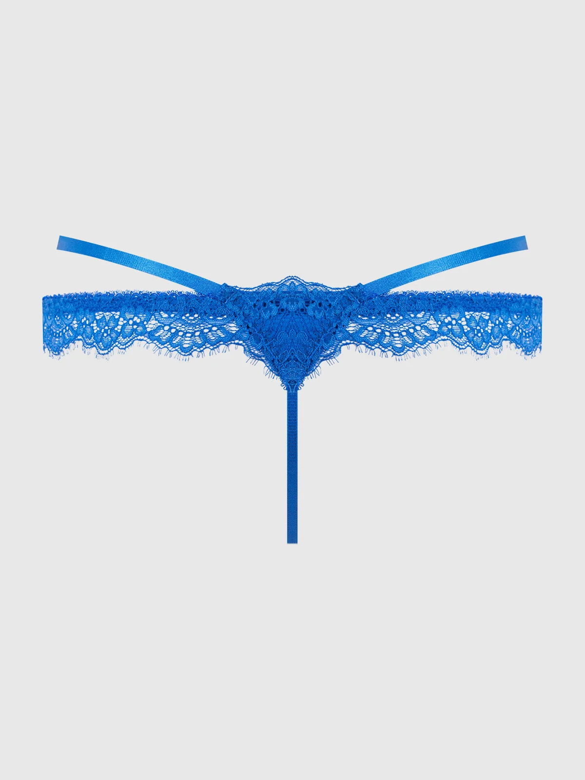 Adelaide Satin & Lace Double Side G-String in Cobalt Blue