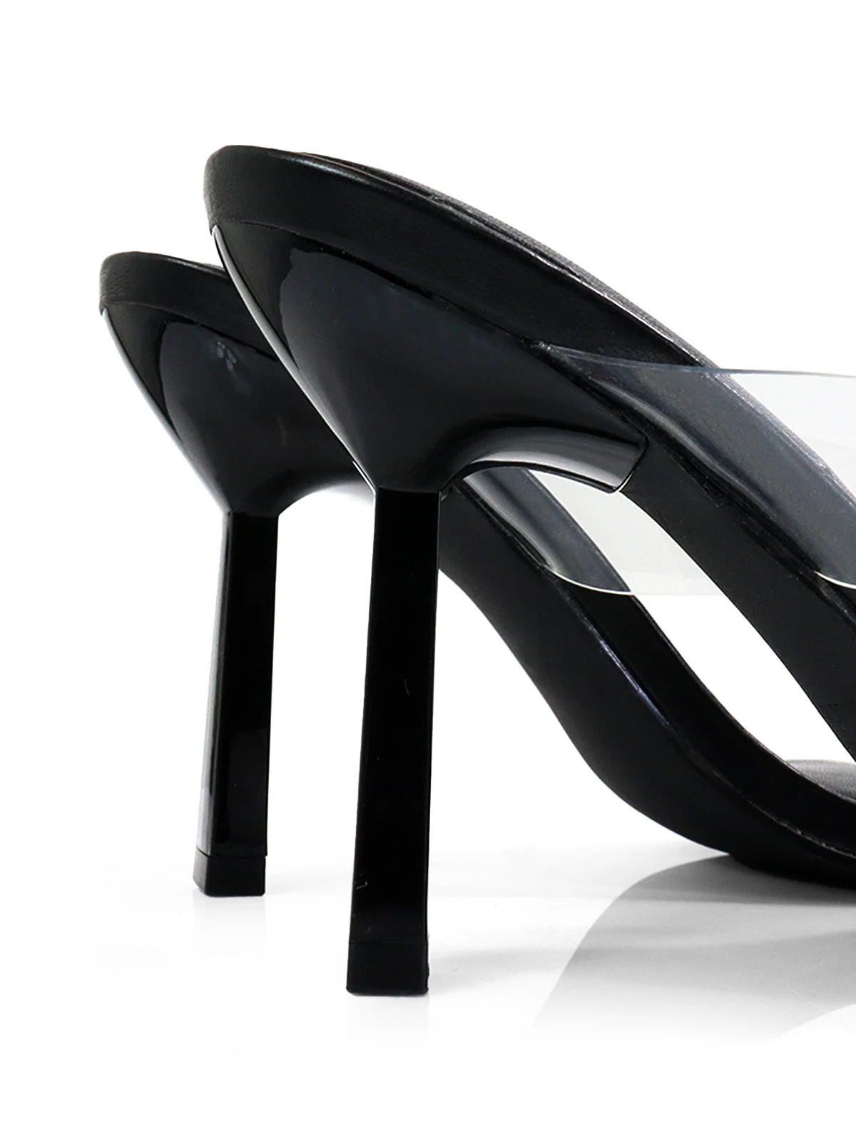 Annabelle Thong Sandal in Black with Clear Straps