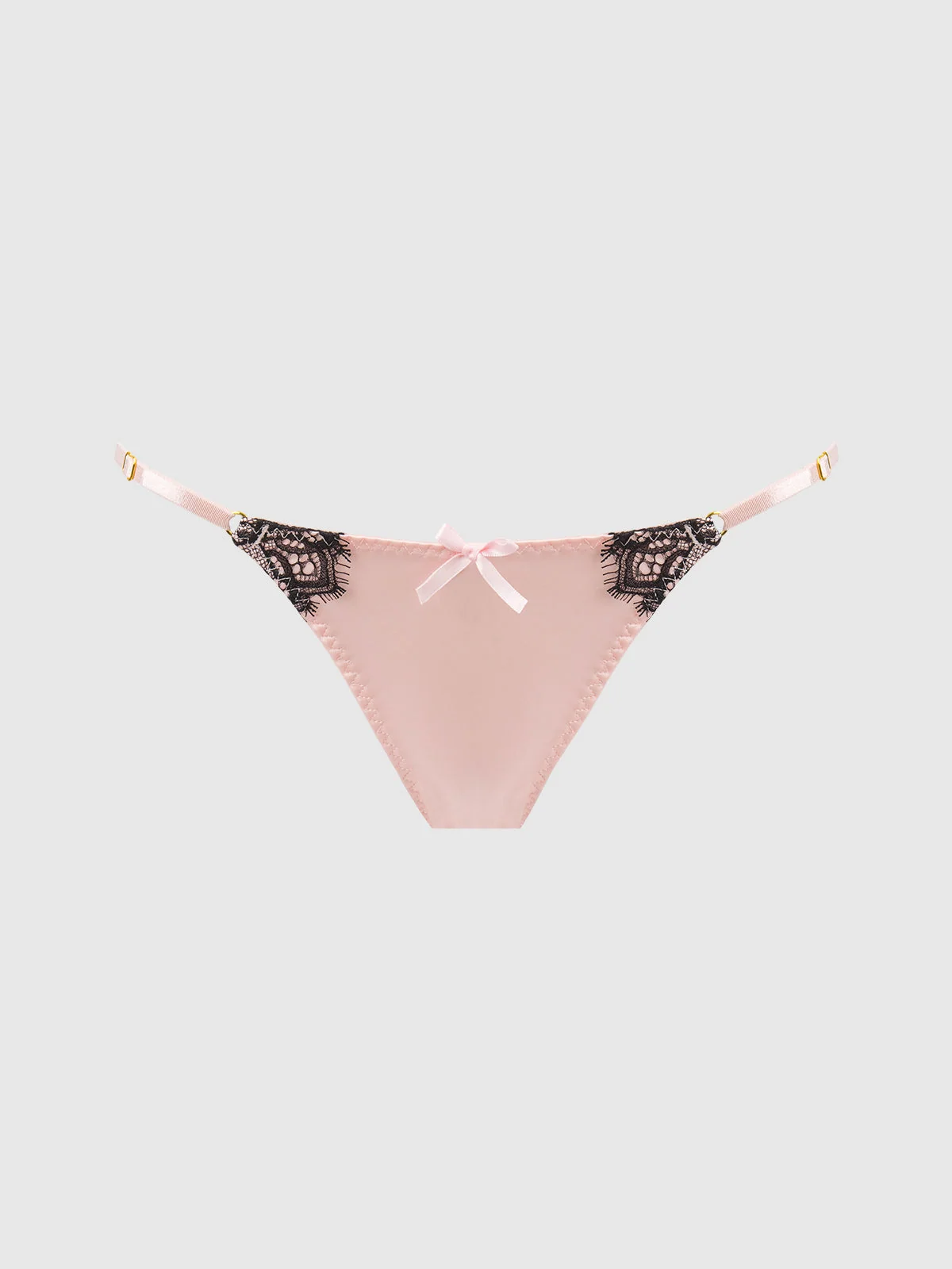 Rising Star Lace & Liquid Satin Bikini in Light Pink & Black