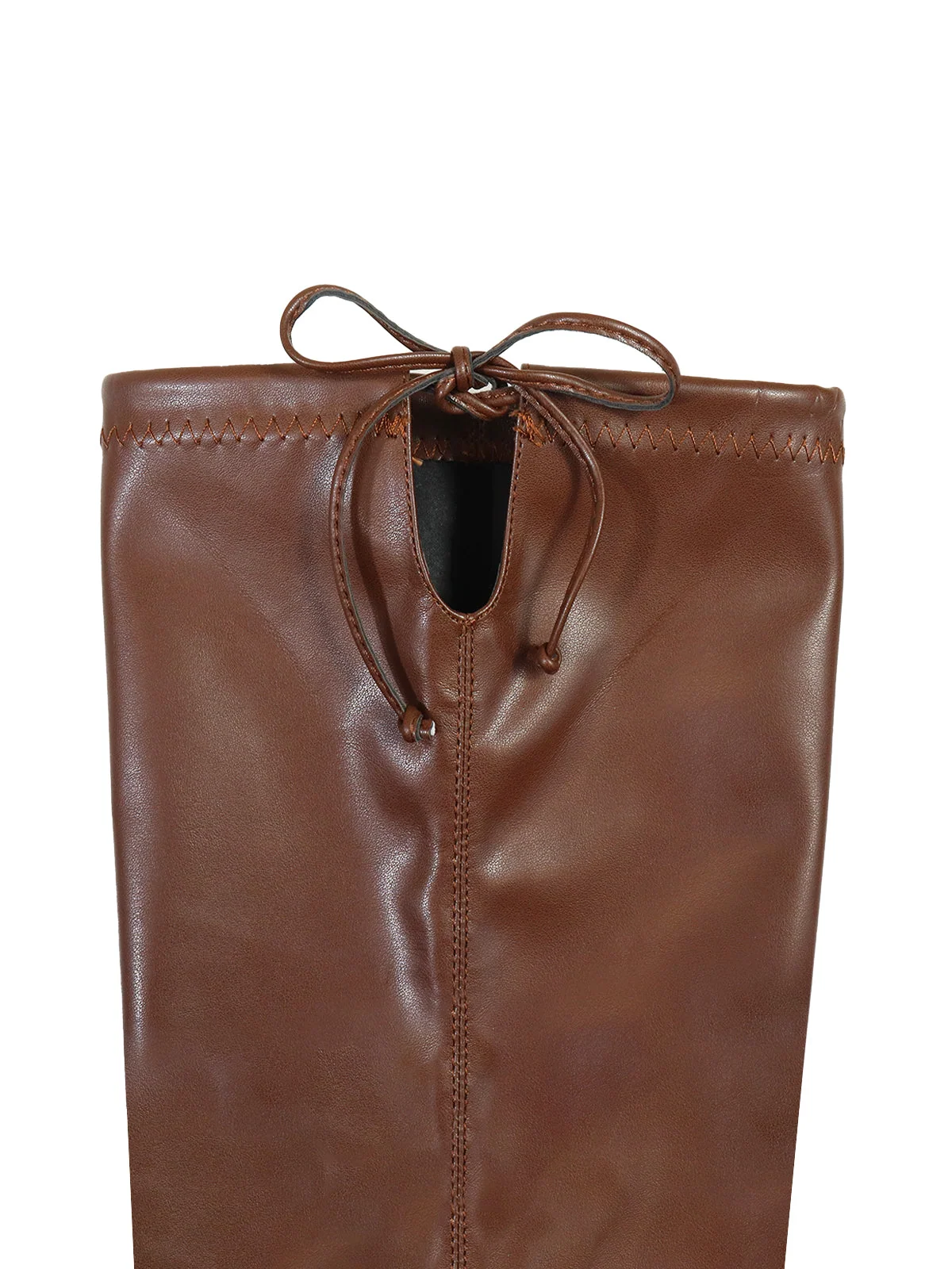Heidi Stretch Over-the-Knee Boots in Brown Suede with Tie-Back