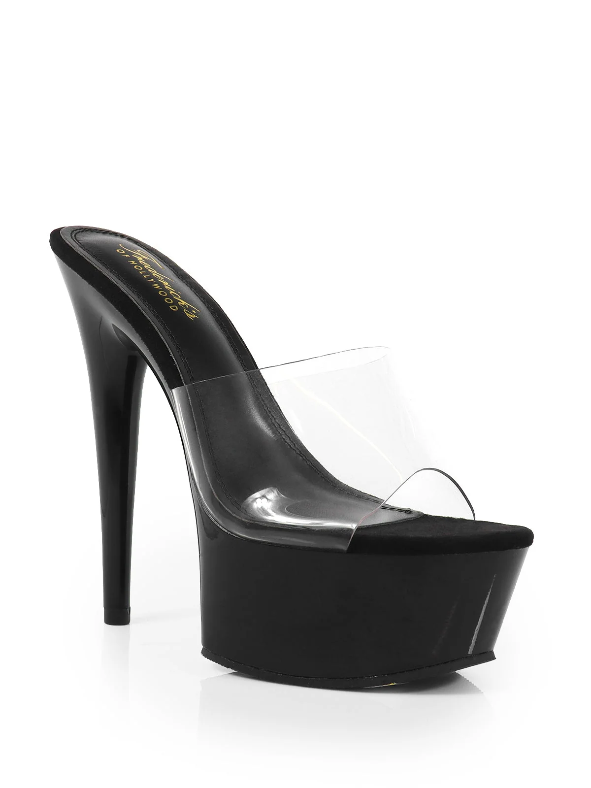 Candy High Platform Heels in Black with Clear Strap