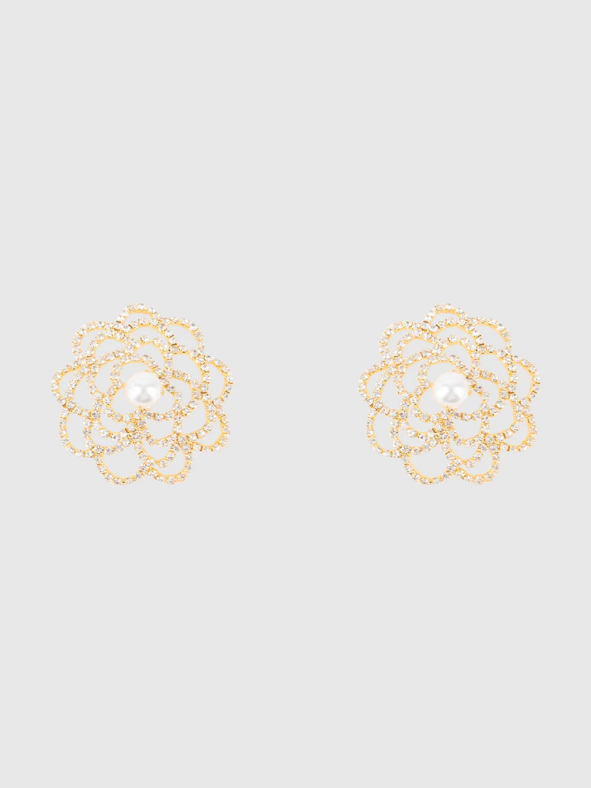 Gold and White Rhinestone Pearl Floral Pasties