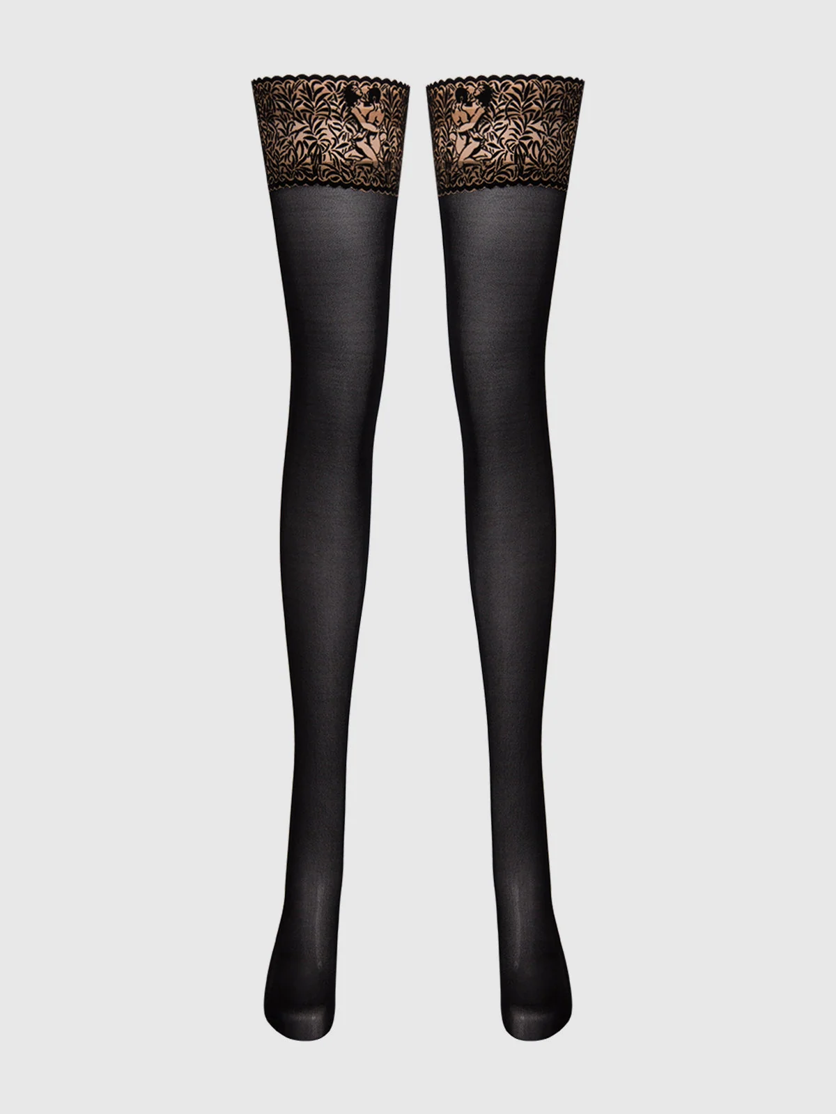 Frederick's of Hollywood Sexual & Sheer Stay Up Thigh Highs in Black Light