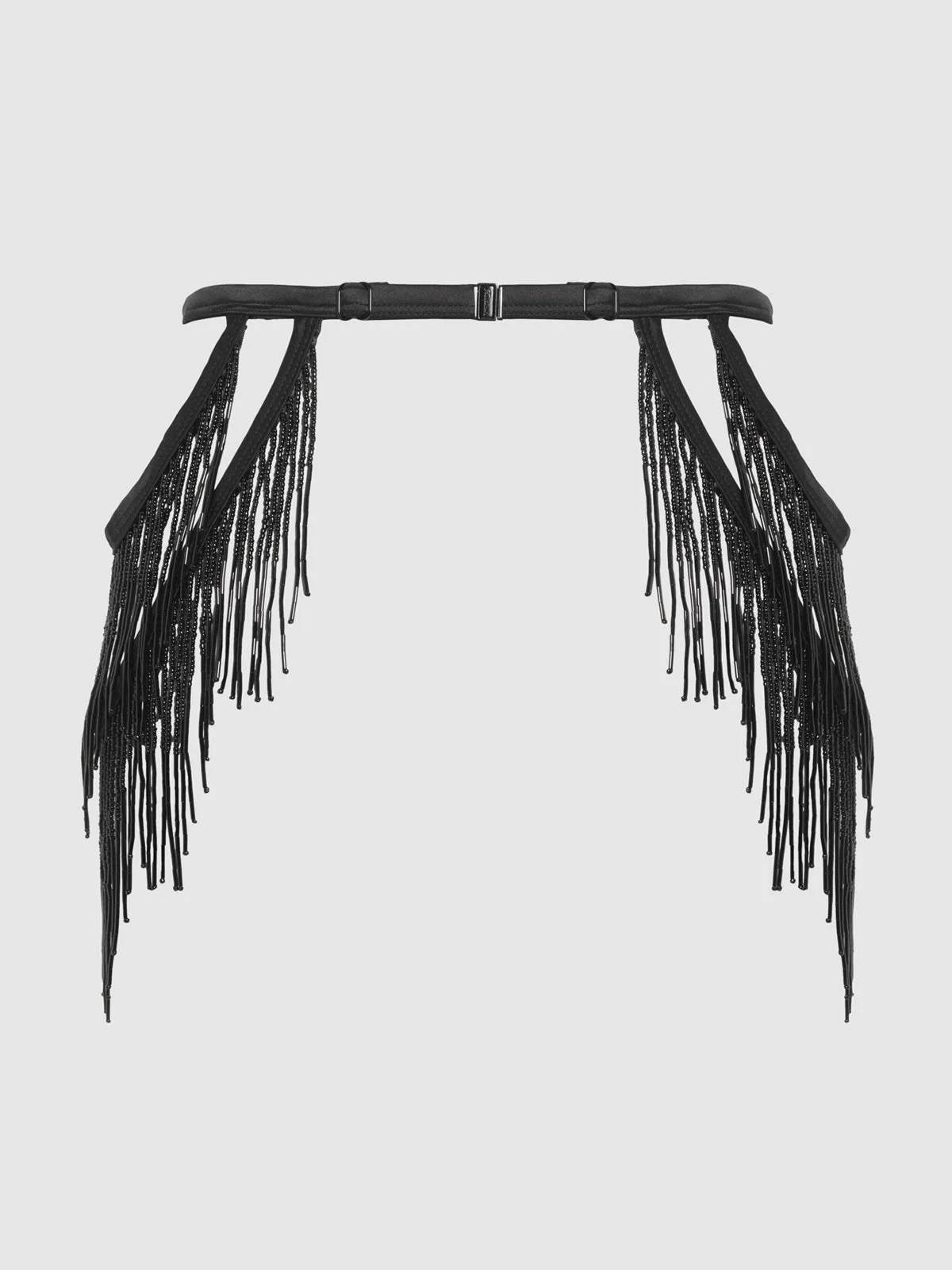 Lune Beaded Garter Belt in Black