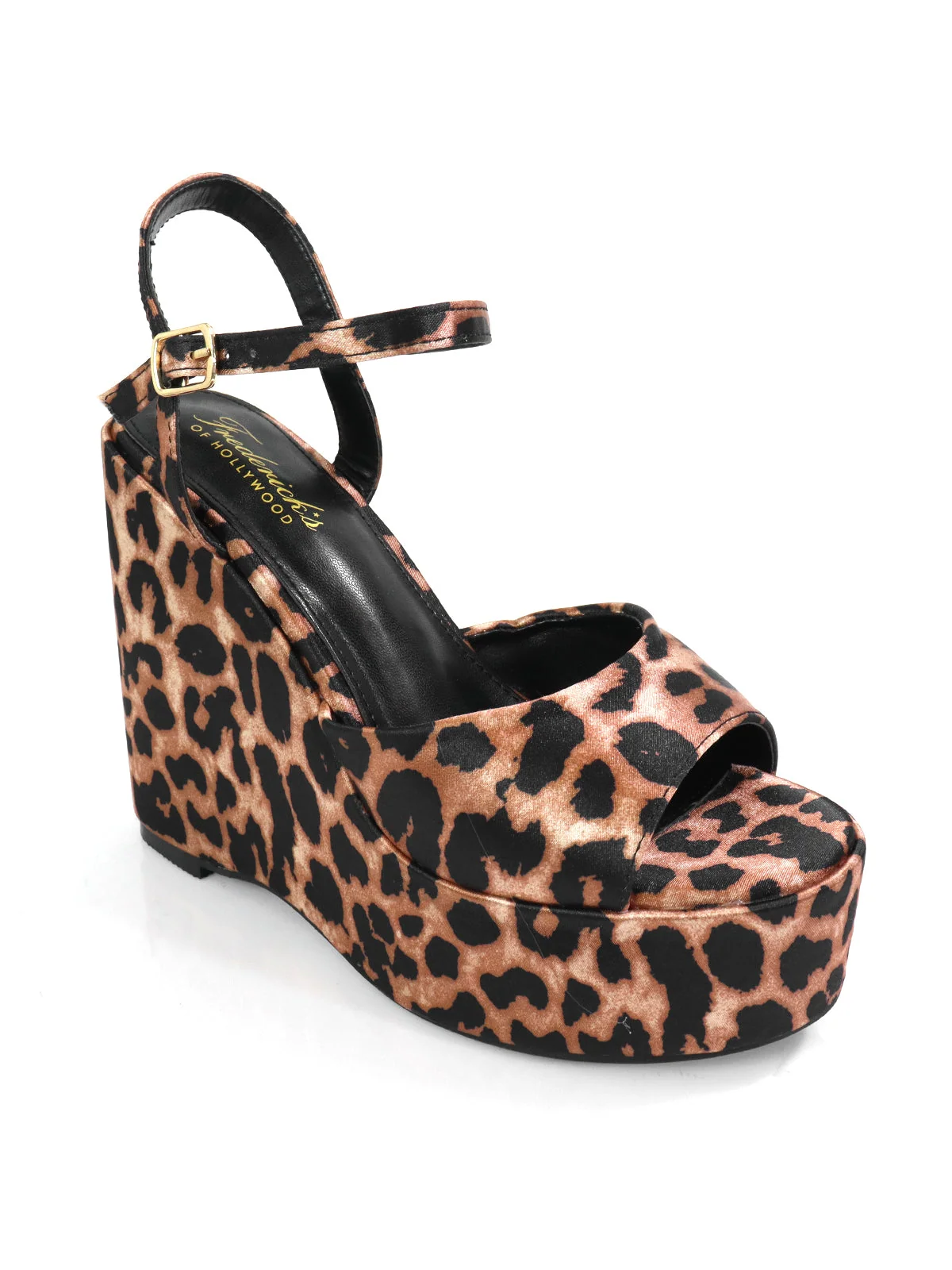 Tony Peep Toe Platform Wedges with Chunky Heel in Leopard