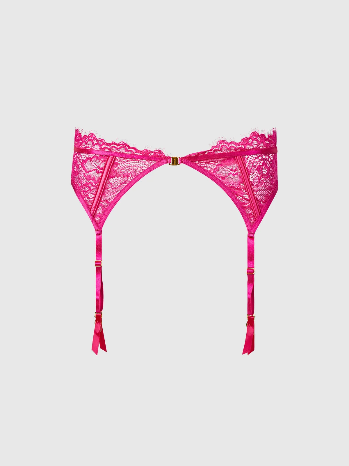 Neev Lace Garter Belt in Pink Dragon Satin and Lace