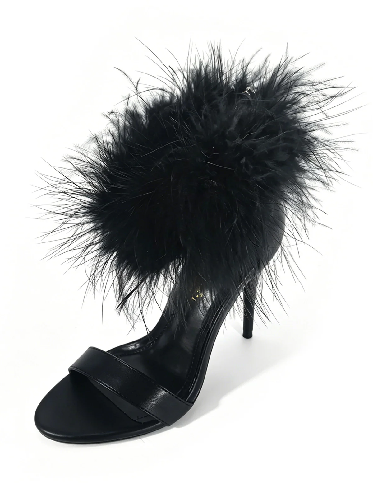 Raquel Feather Stiletto Heel in Black