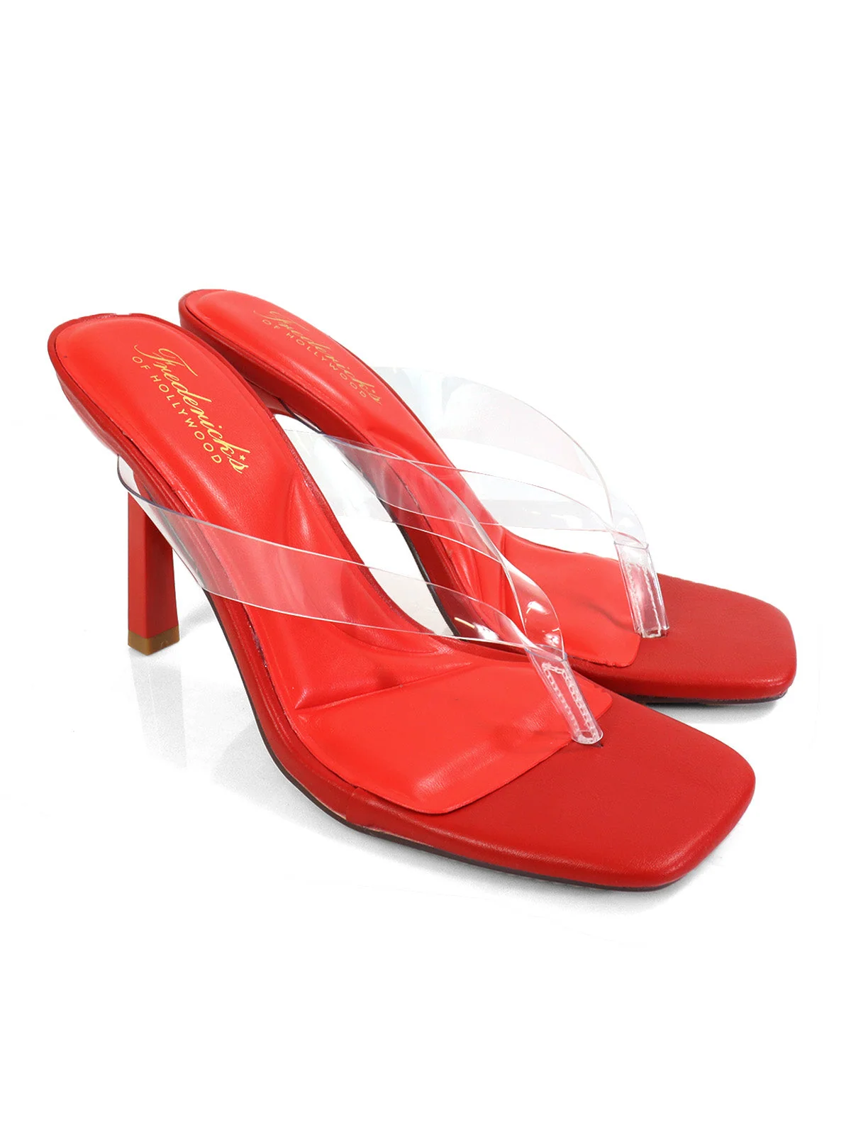 Annabelle Clear Strap Thong Sandal in Red