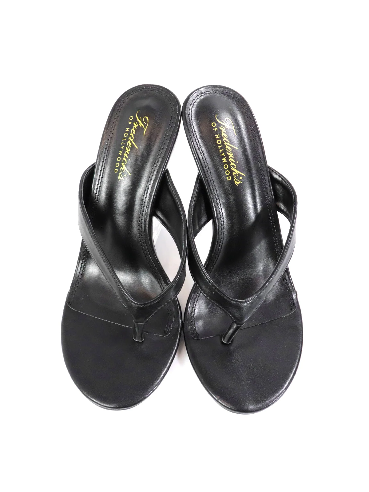 Leila Thong Heel Clear Wedge in Black