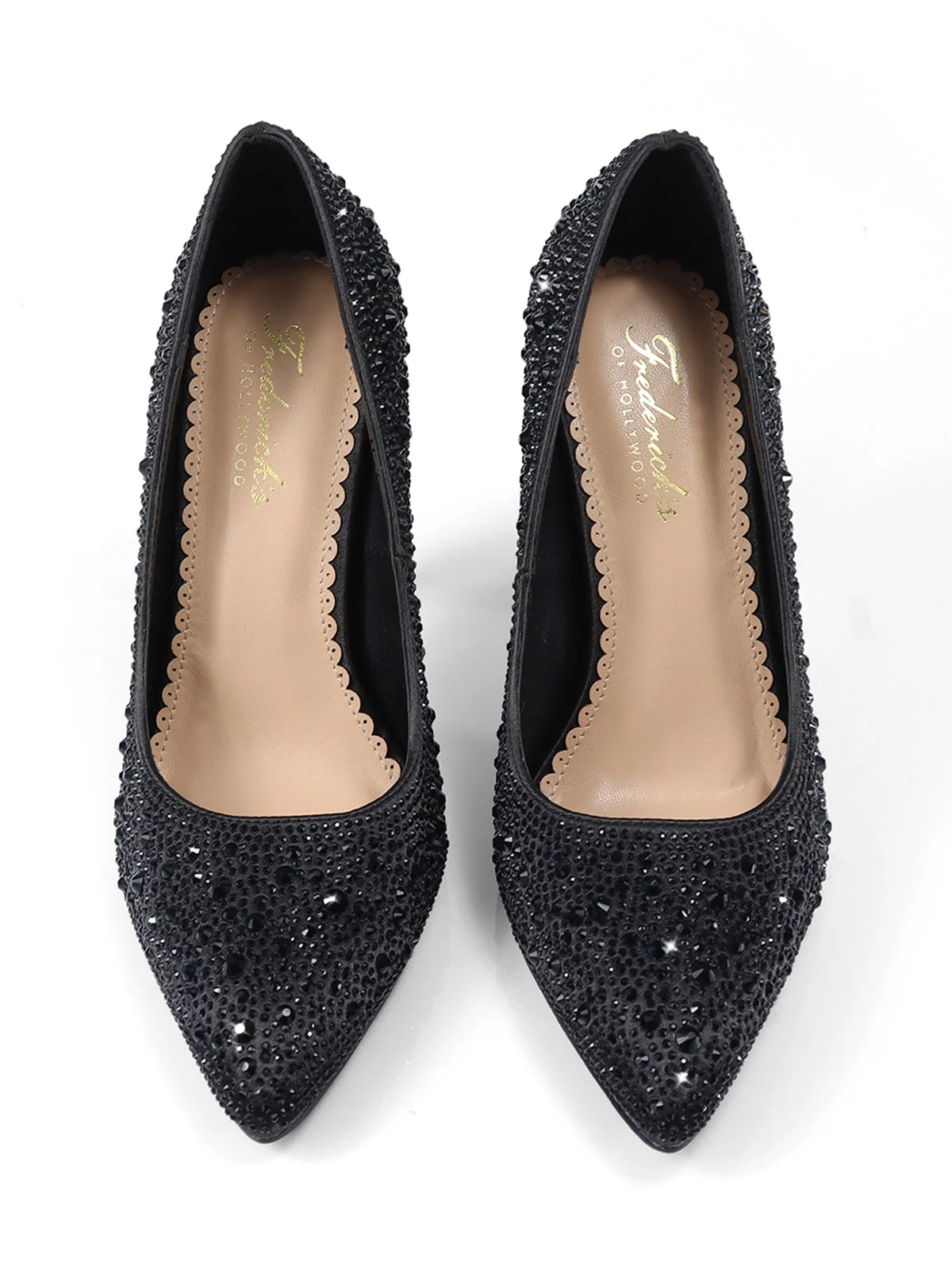 Samantha Pump in Black Satin with Rhinestone Detail