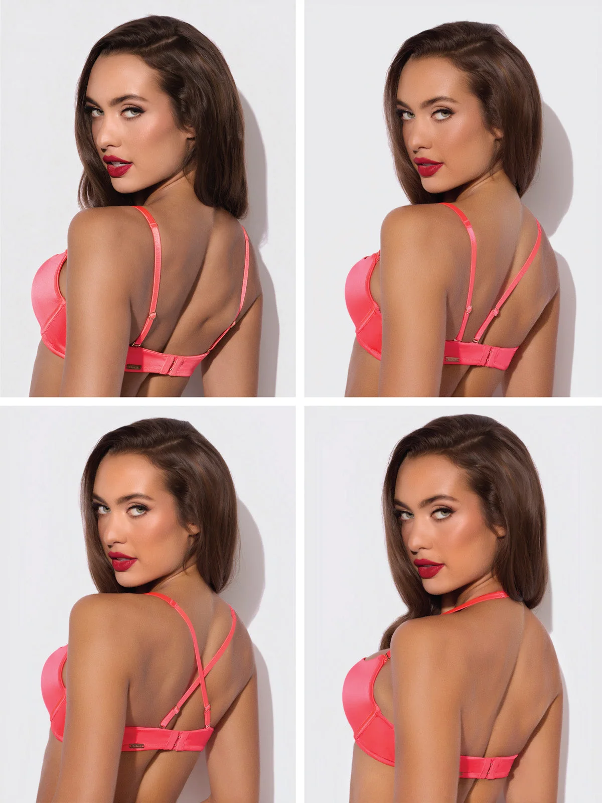 Frederick's of Hollywood Petra Rising Star Plunge Push Up Bra in Coral