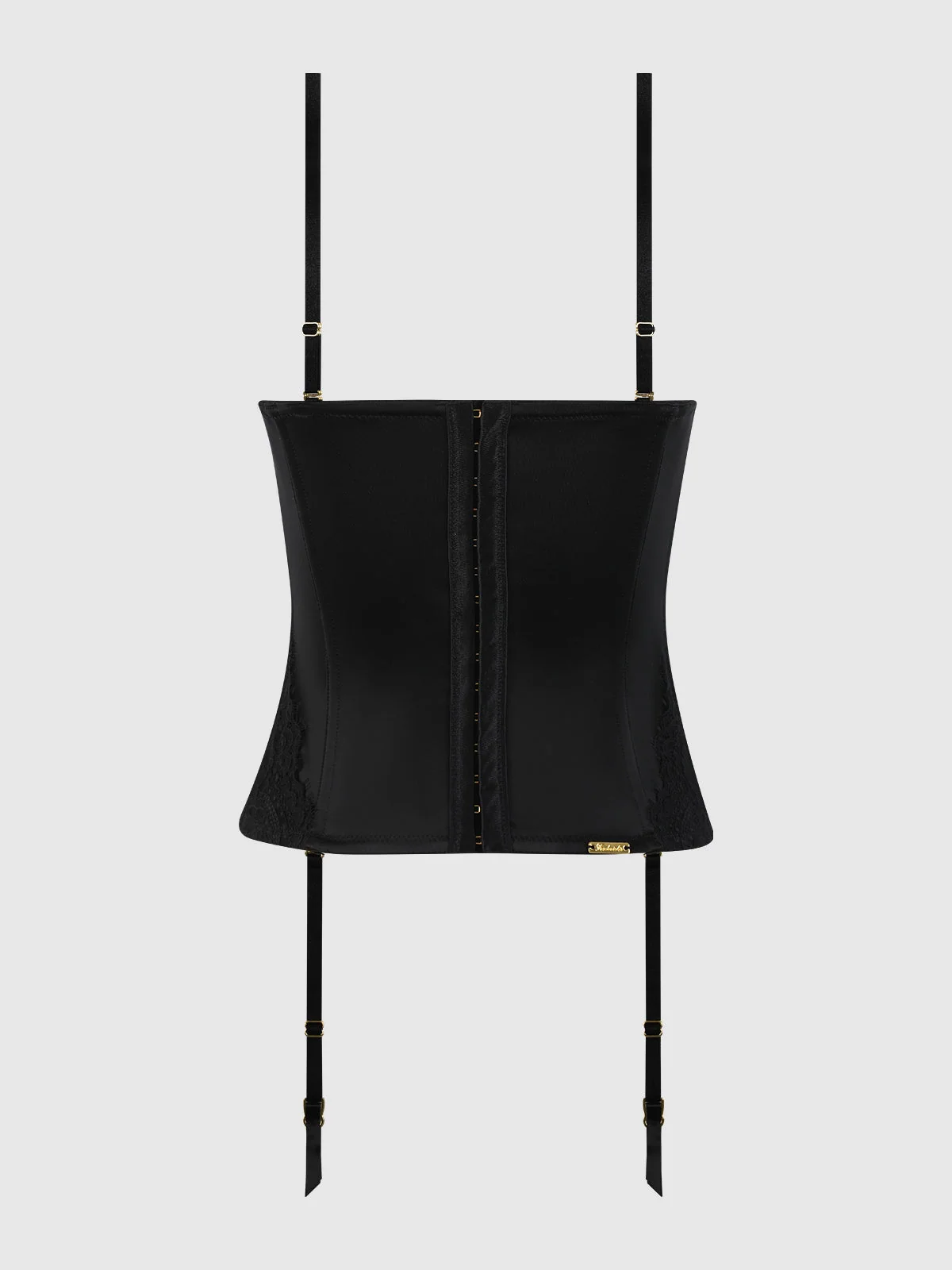 Lexi Liquid Satin Adjustable Push Up Corset in Black
