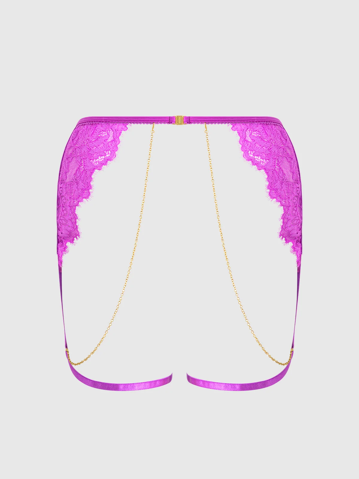 Arianna Lace & Chains Thigh Garter Belt in Fuchsia Pink